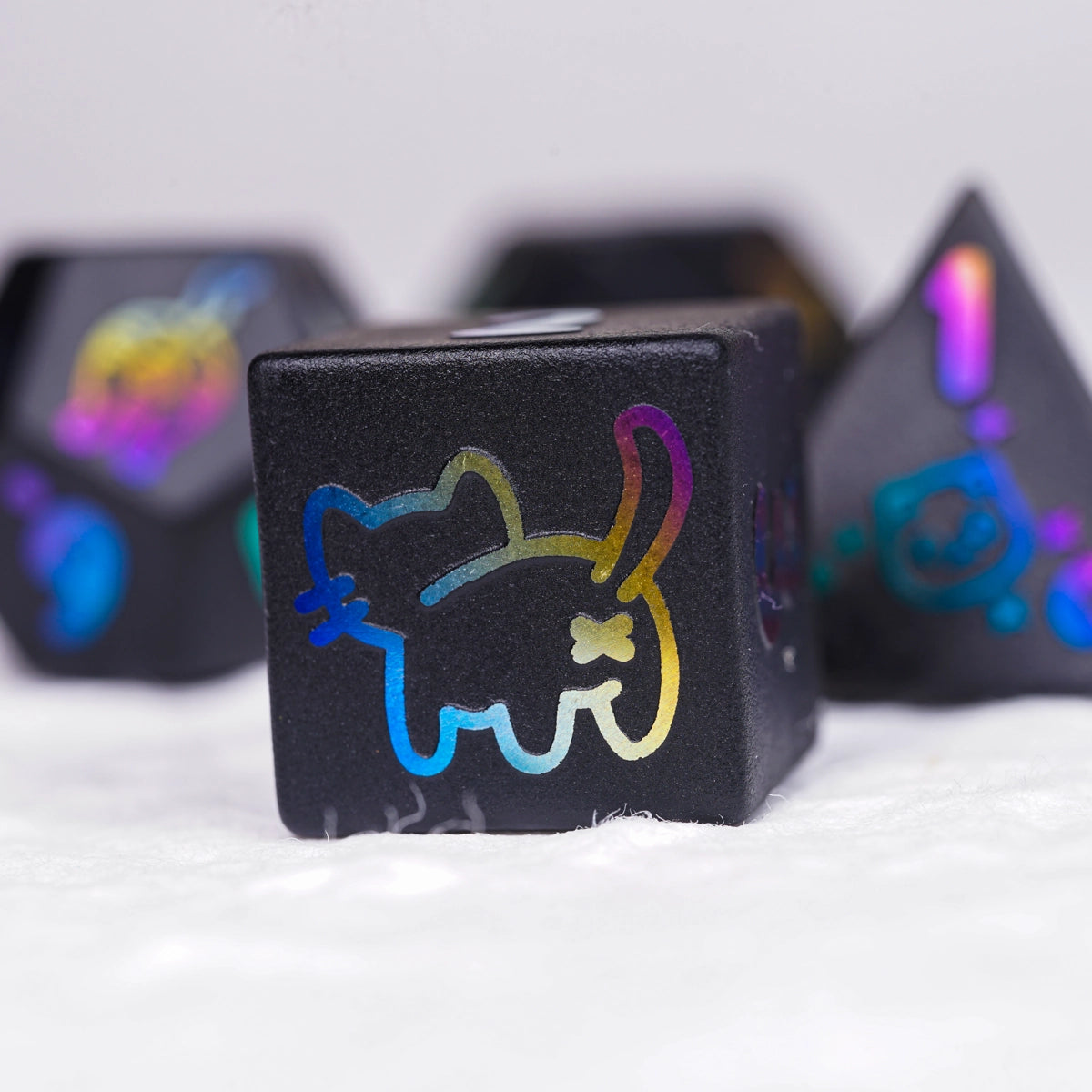 Kitten Obsidian Gemstone Dice Set - DragonStone