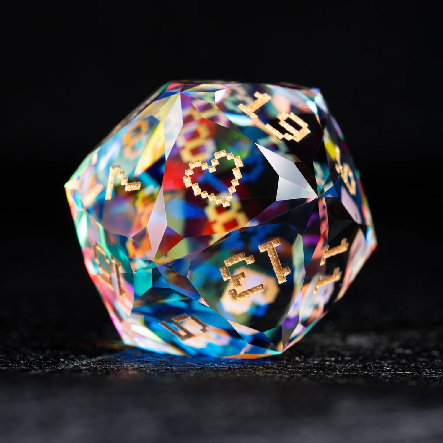 Life Is a Game Multi-faceted Prism Glass Engraved Dice Set - DragonStone