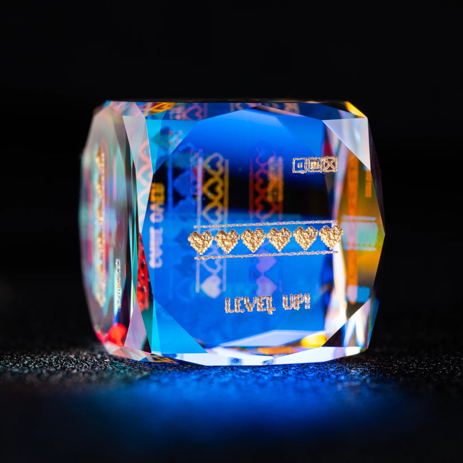 Life Is a Game Multi-faceted Prism Glass Engraved Dice Set - DragonStone