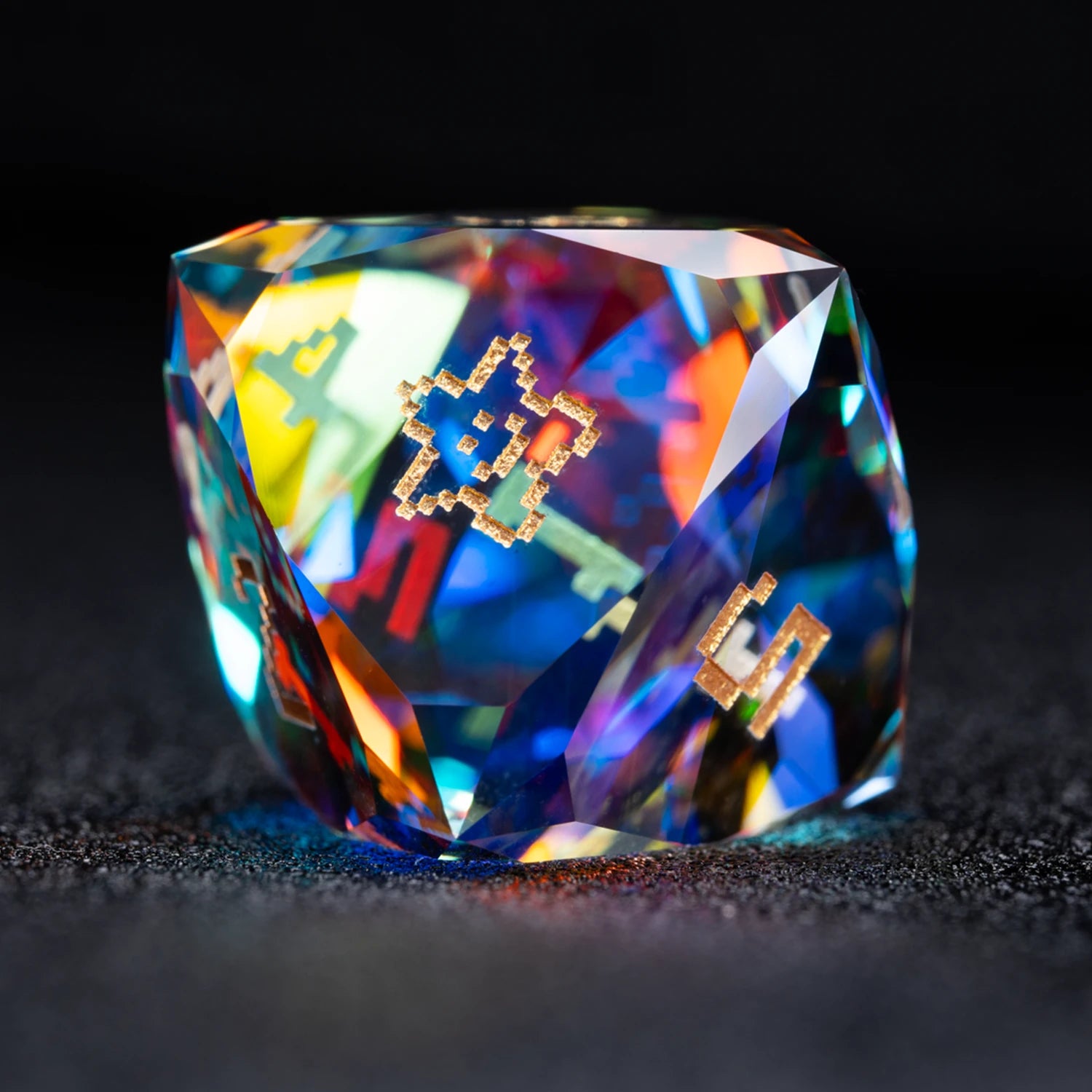 Life Is a Game Multi-faceted Prism Glass Engraved Dice Set - DragonStone