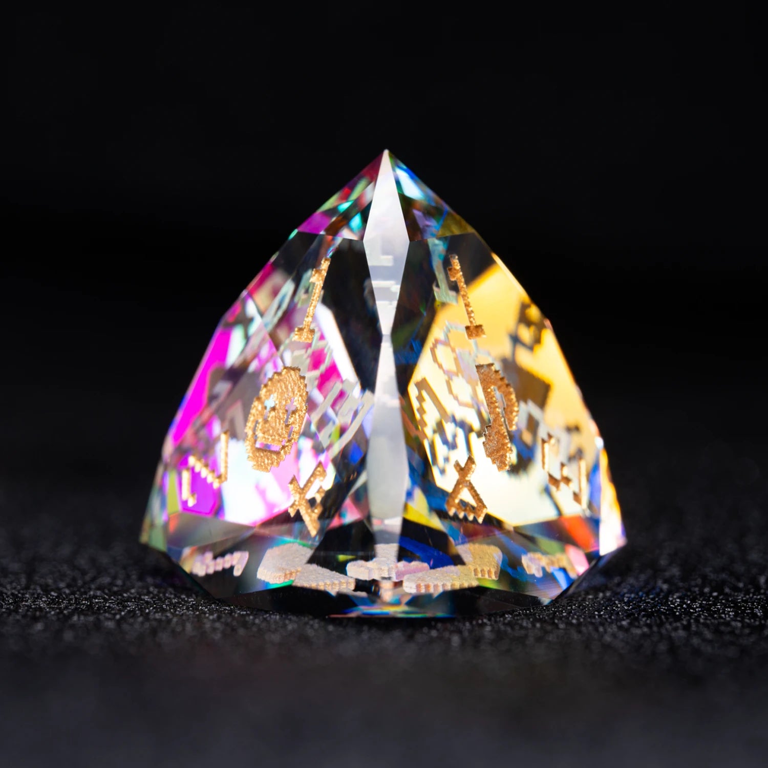 Life Is a Game Multi-faceted Prism Glass Engraved Dice Set - DragonStone