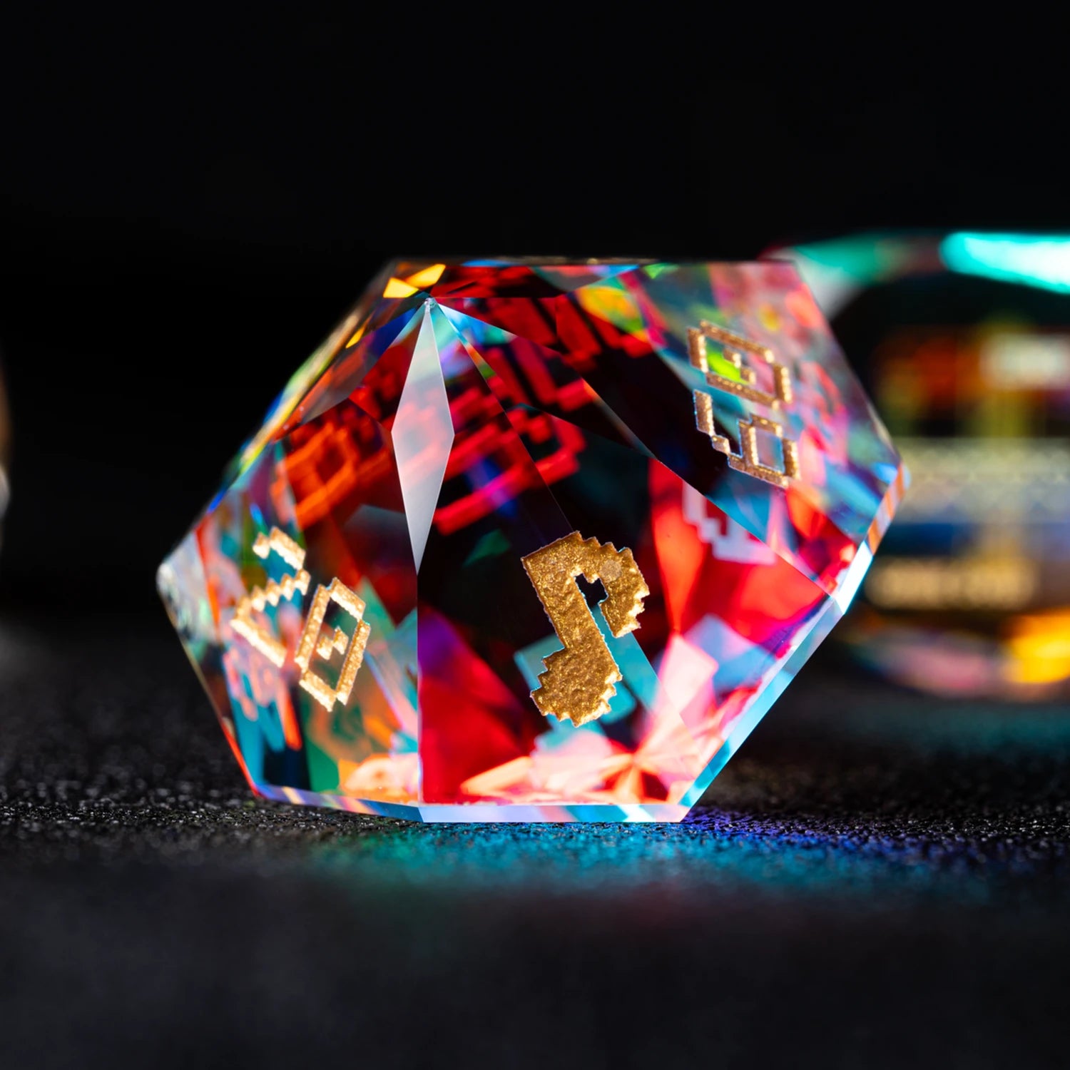Life Is a Game Multi-faceted Prism Glass Engraved Dice Set - DragonStone