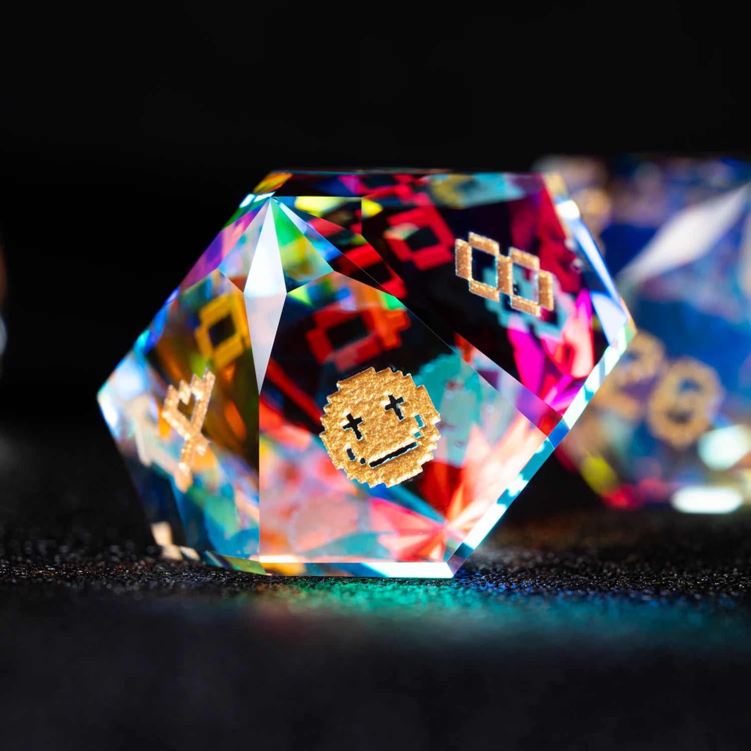 Life Is a Game Multi-faceted Prism Glass Engraved Dice Set - DragonStone