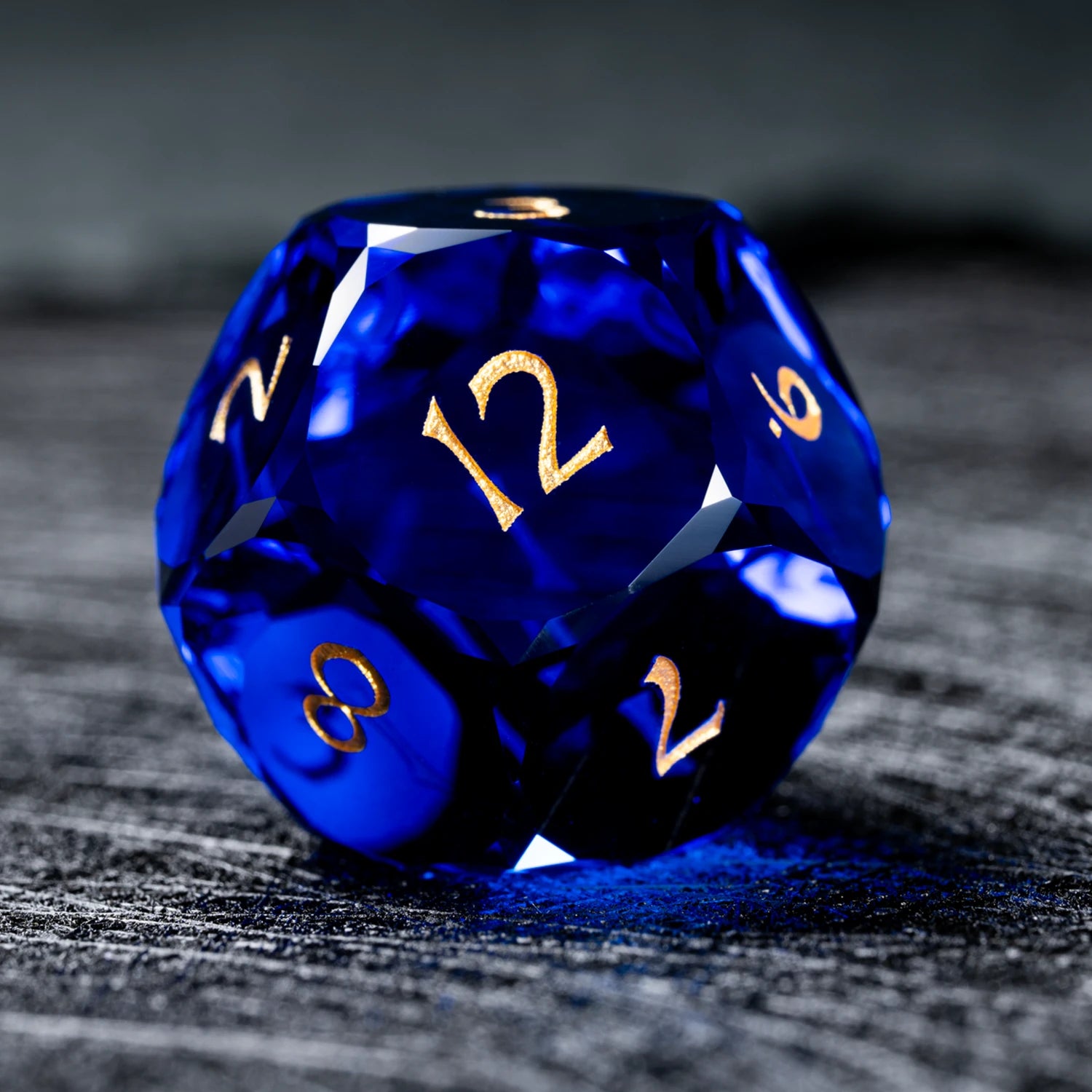 Blue Multi-faceted Prism Glass Engraved Dice Set - DragonStone
