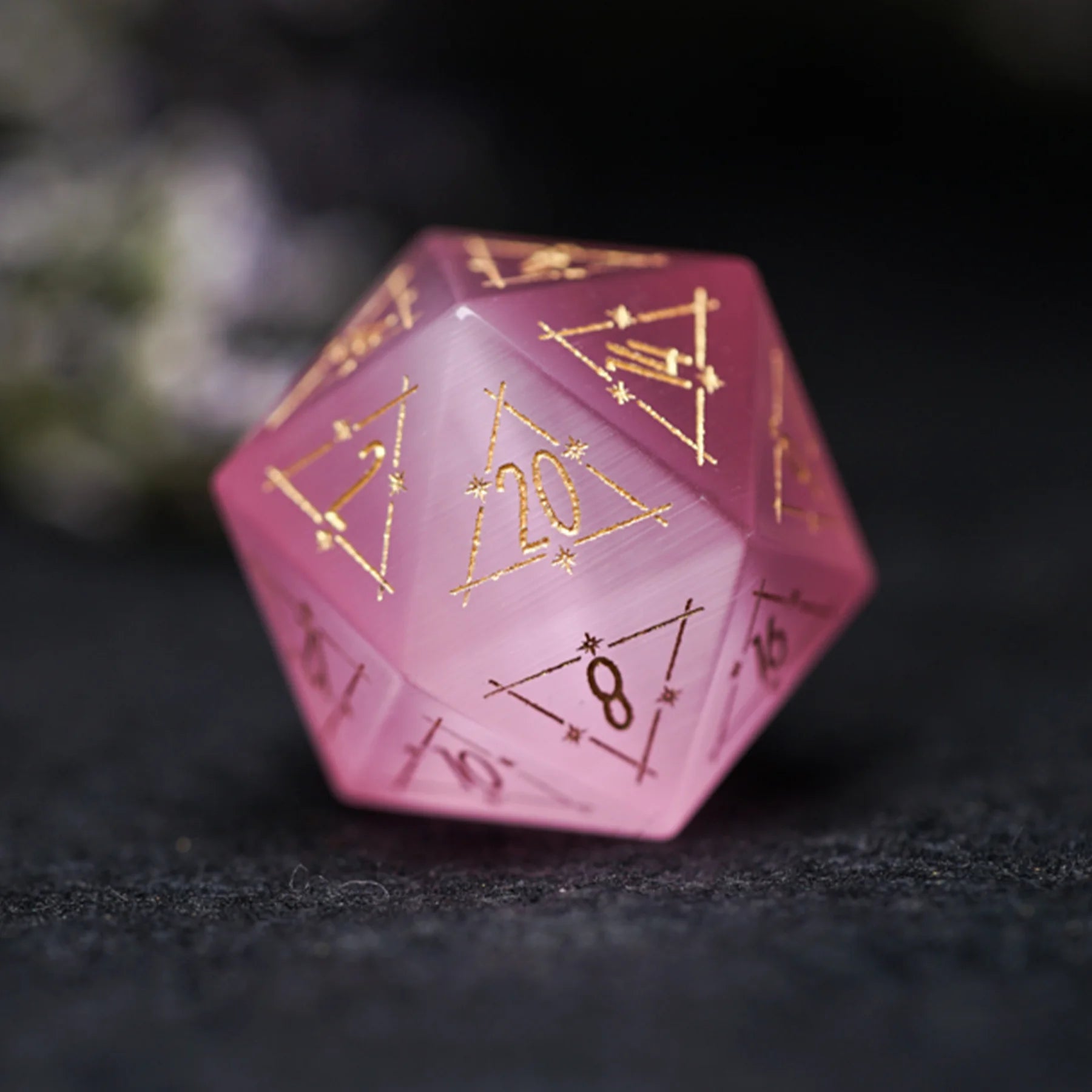 Celestial Palace · Glow of Love · Pink Cat’s Eye Dice Set