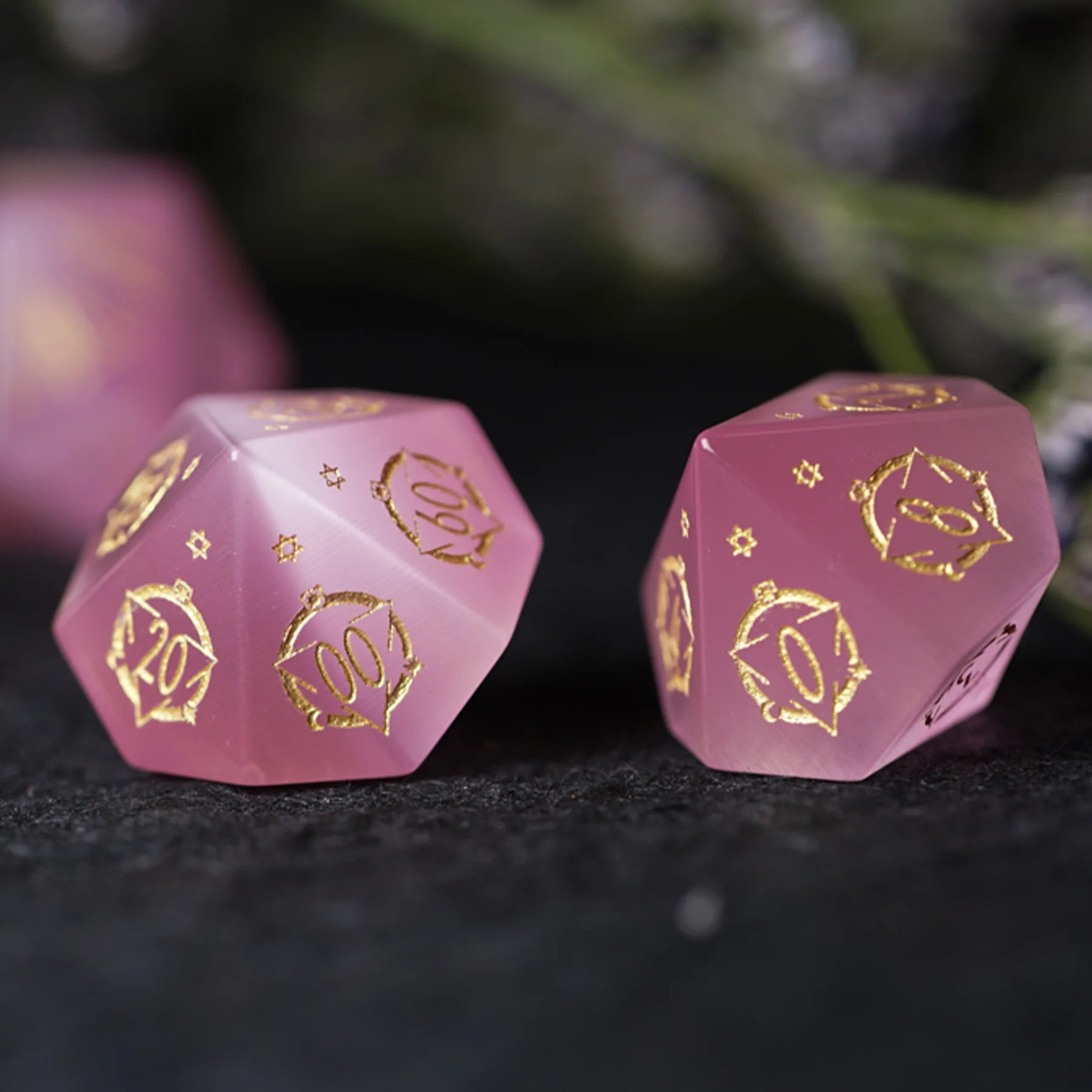Celestial Palace · Glow of Love · Pink Cat’s Eye Dice Set