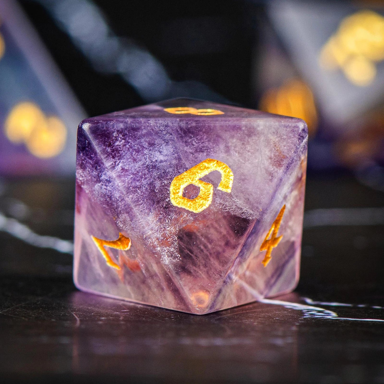 DND Colorful Fluorite Gemstone Engraved Dice Set