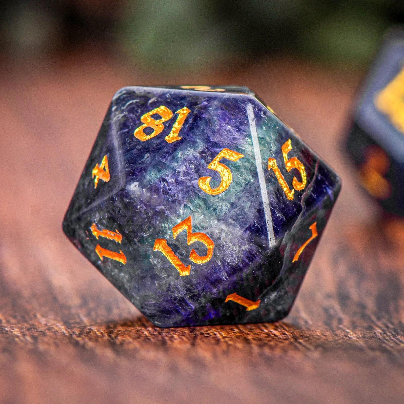 DND Colorful Fluorite Gemstone Engraved Dice Set