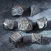 Battle-Worn Classic Aged Silver Metal Dice Set - DragonStone