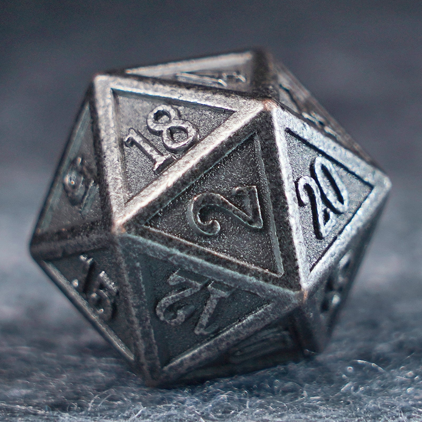 Battle-Worn Classic Aged Silver Metal Dice Set - DragonStone