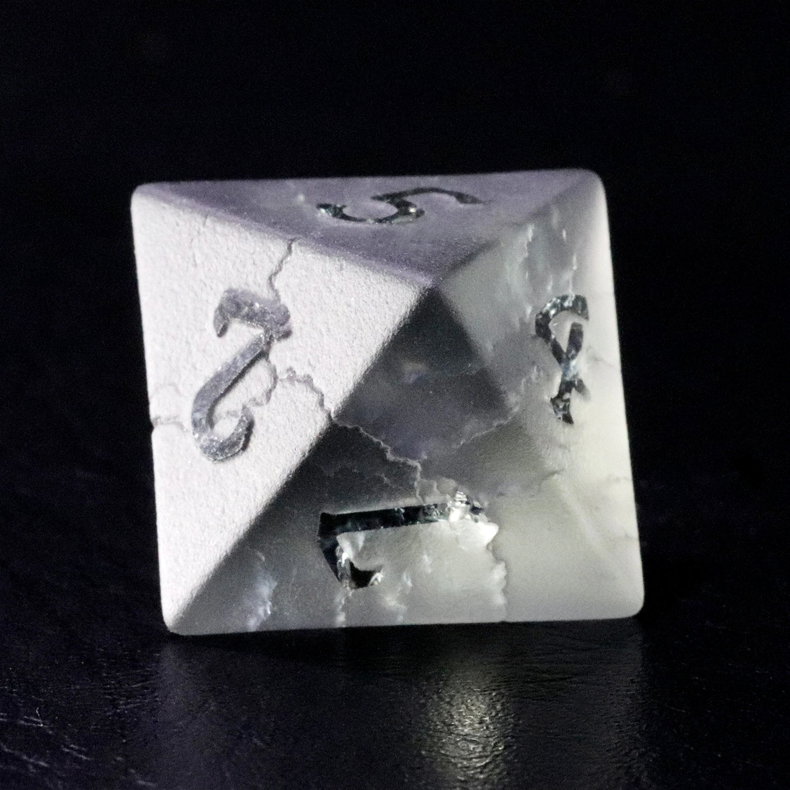 Black Lightning Zircon Engraved Glass Dice Set - DragonStone