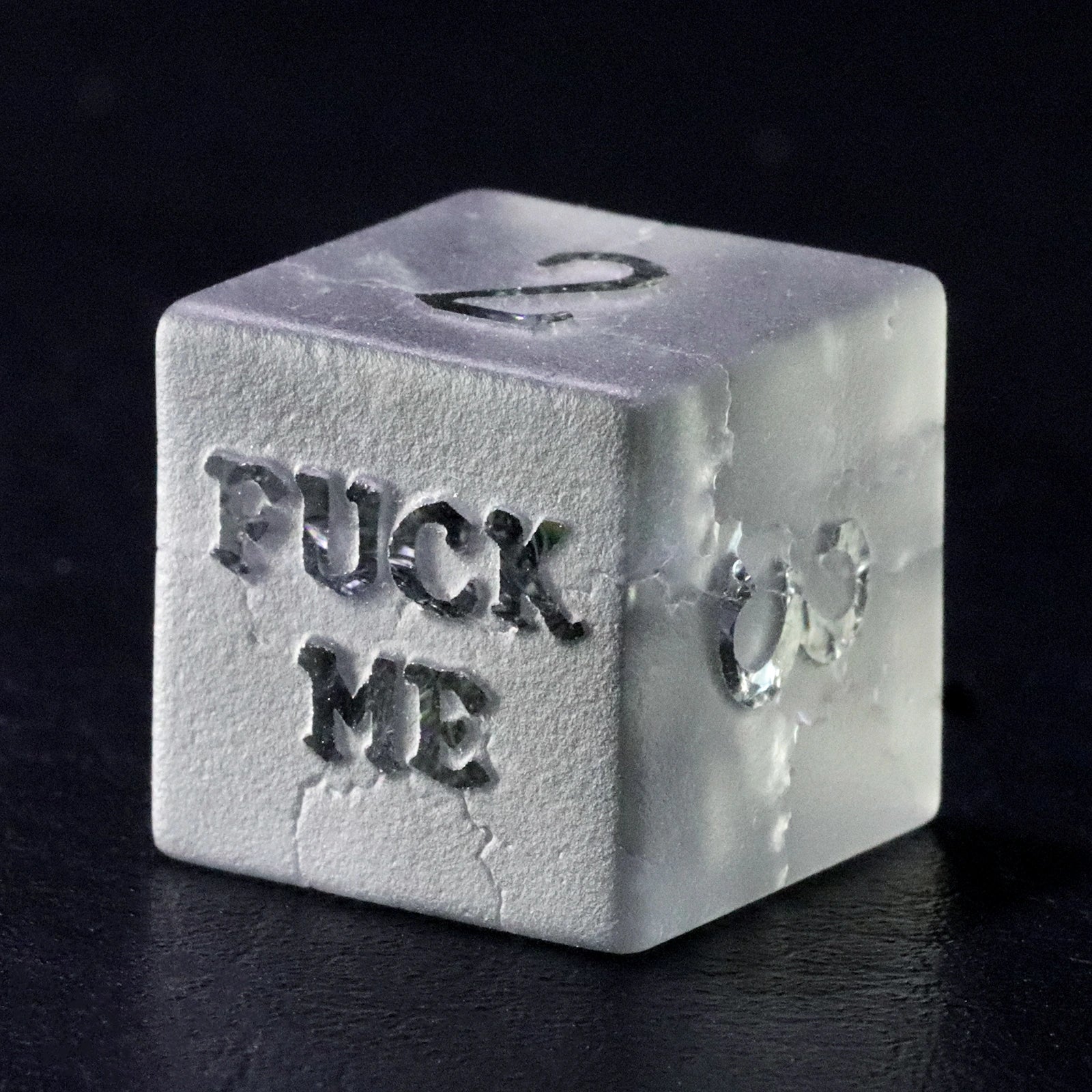 Black Lightning Zircon Engraved Glass Dice Set - DragonStone