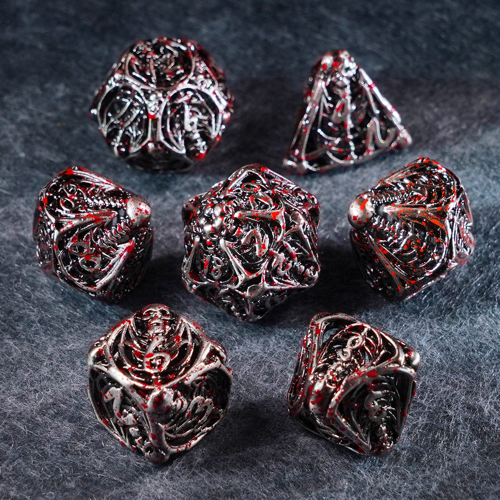 Bloodthirsty Bat Hollowed Metal Dice Set - DragonStone