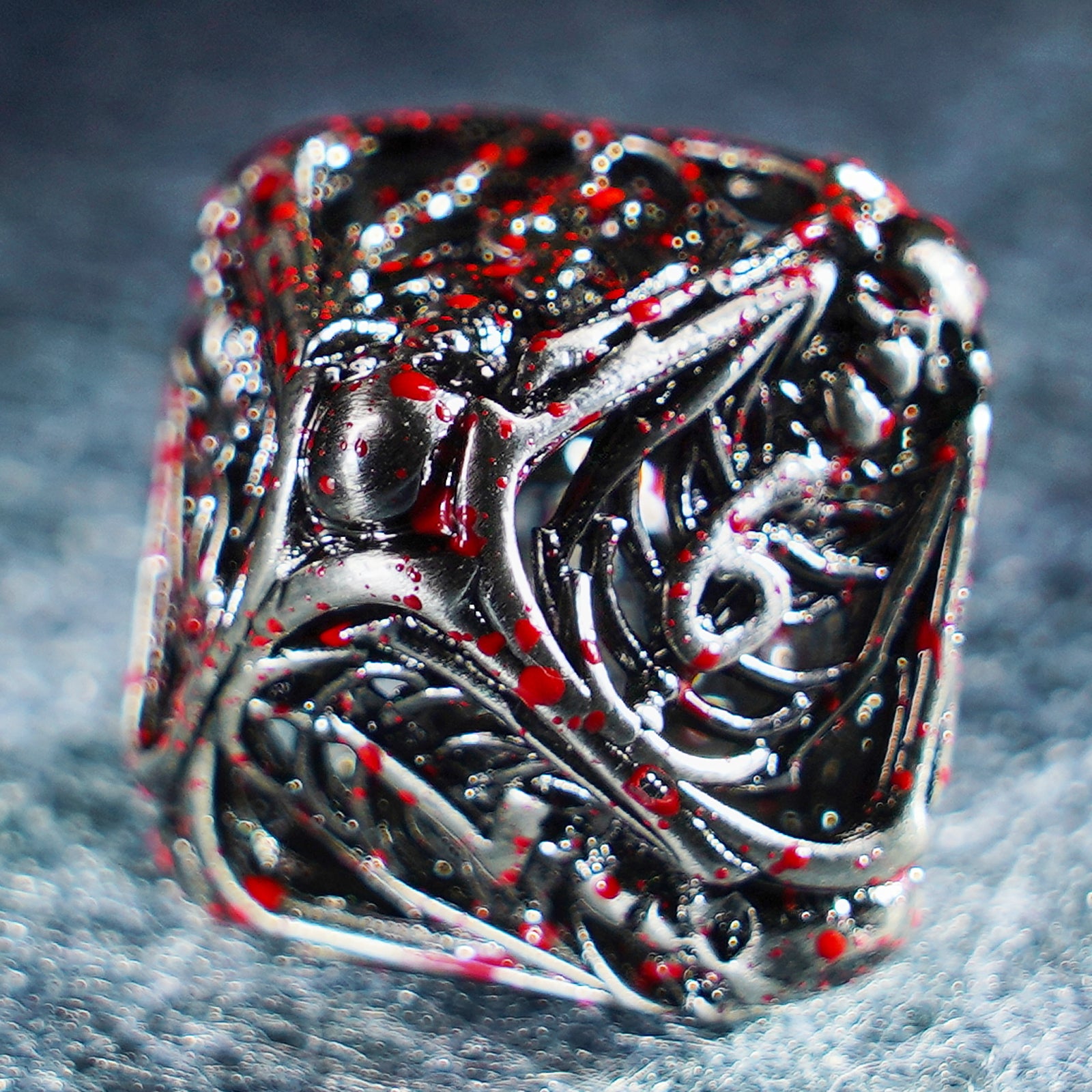 Bloodthirsty Bat Hollowed Metal Dice Set - DragonStone
