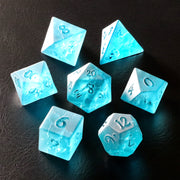 Blue Lightning Zircon Engraved Glass Dice Set - DragonStone