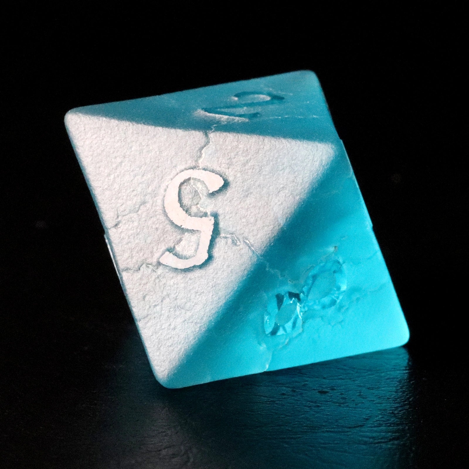 Blue Lightning Zircon Engraved Glass Dice Set - DragonStone
