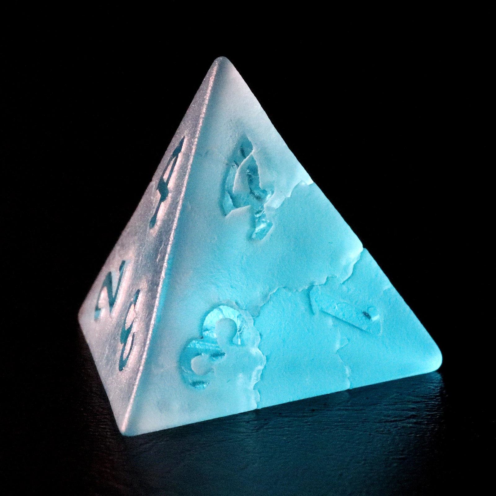 Blue Lightning Zircon Engraved Glass Dice Set - DragonStone