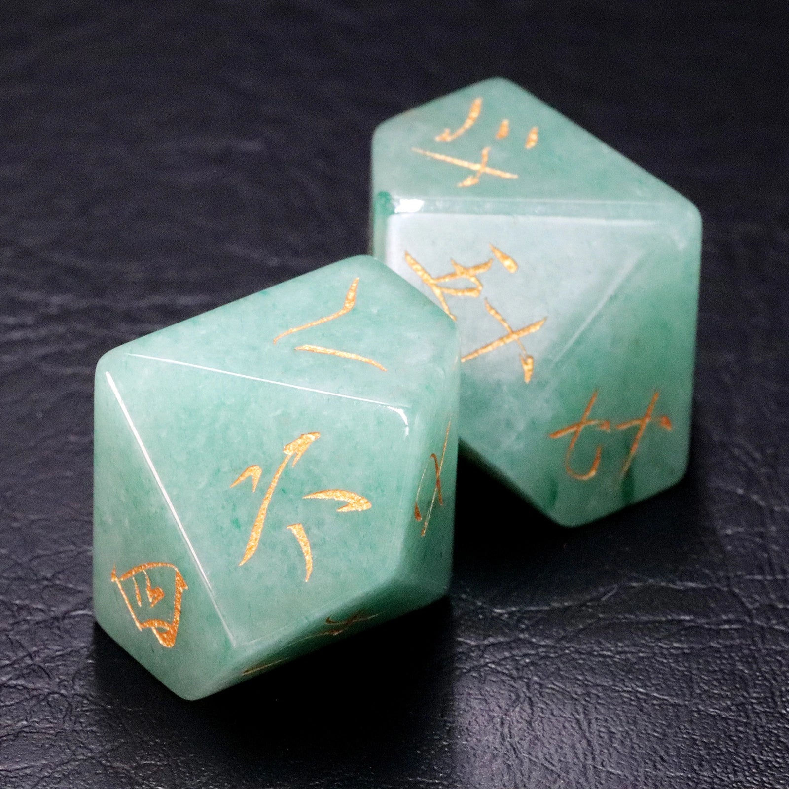 Chinese Legendary Green Aventurine Engraved Gemstone Dice Set - DragonStone