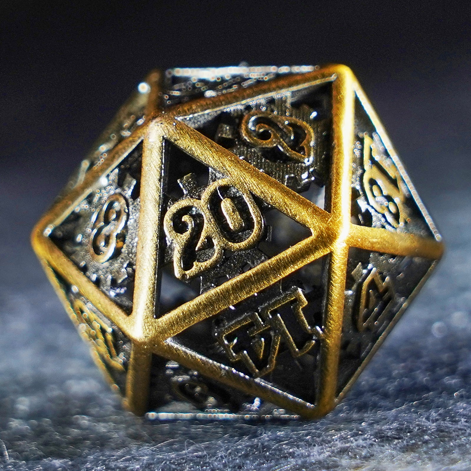 Chronomancer Gold Hollowed Metal Dice Set - DragonStone