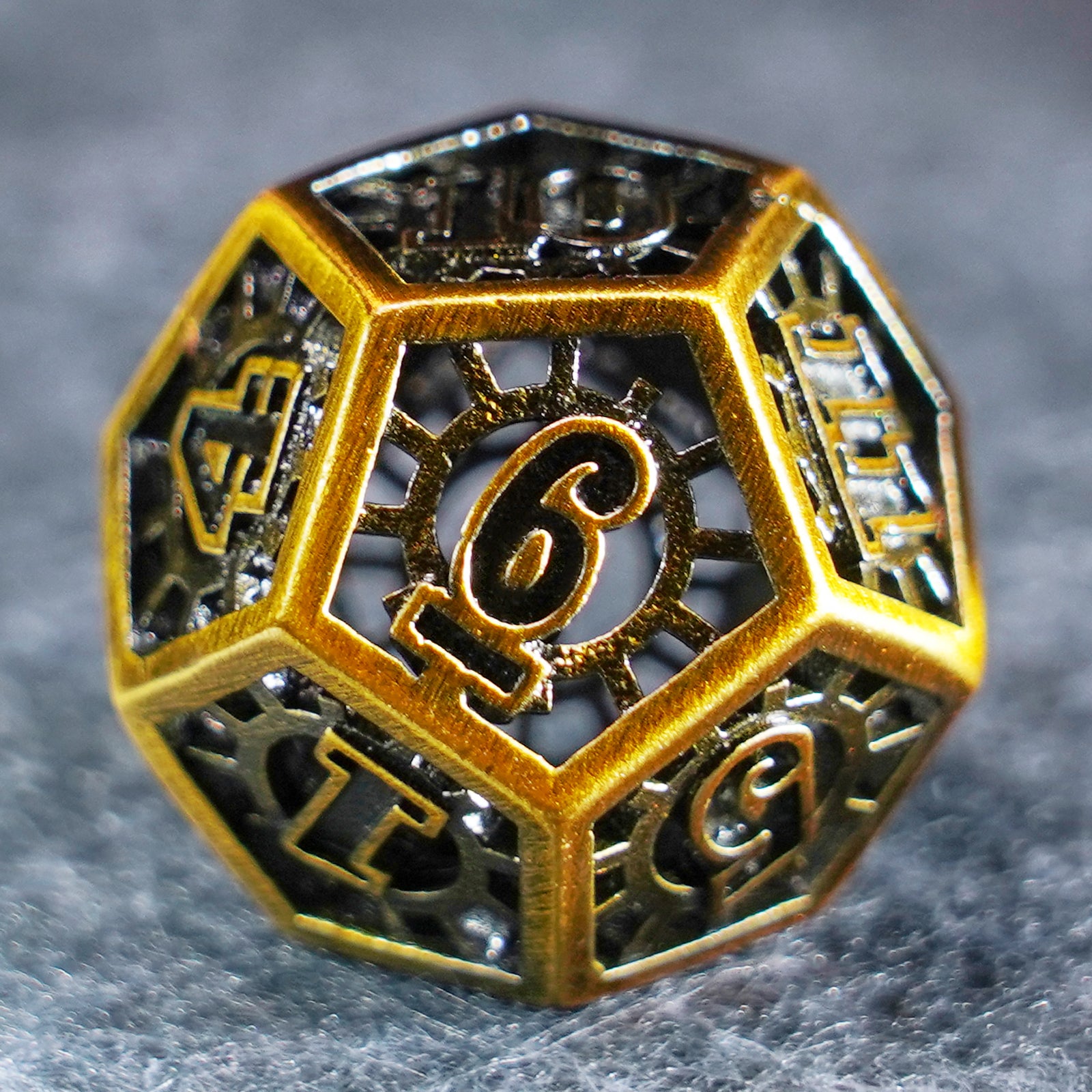 Chronomancer Gold Hollowed Metal Dice Set - DragonStone