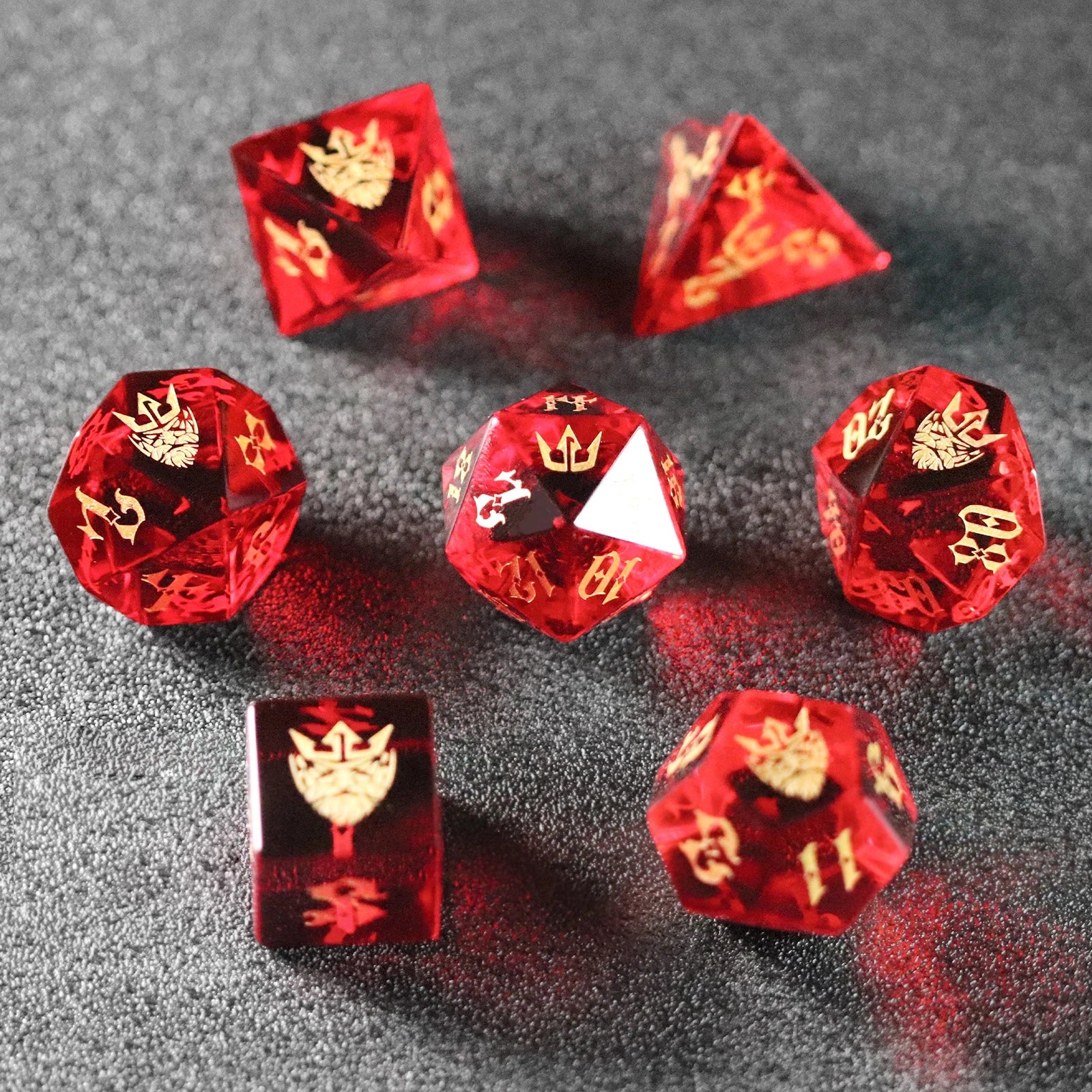 Crown of Kings Red Zircon Gemstone Dice Set - DragonStone