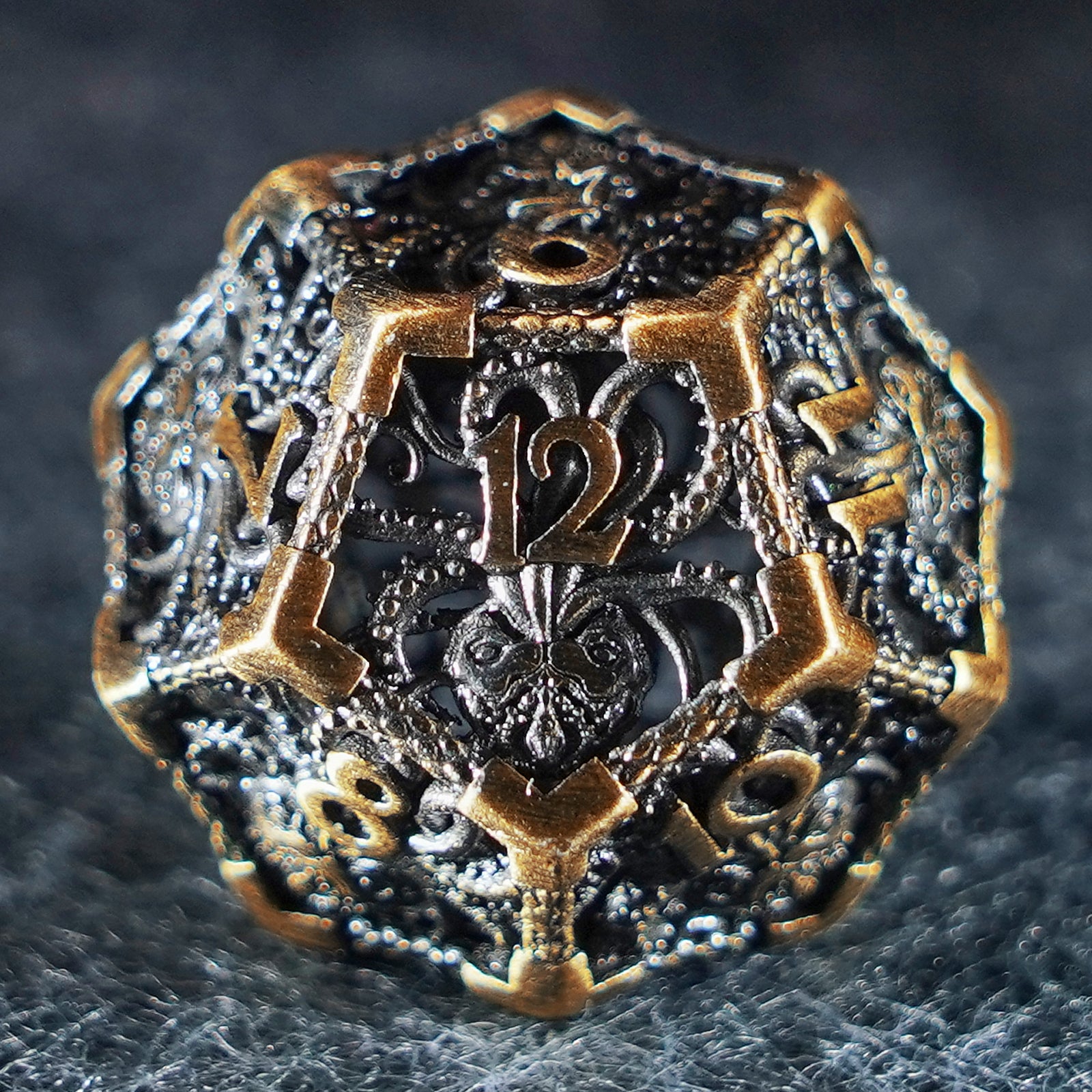 Cthulhu Gold Hollowed Metal Dice - DragonStone