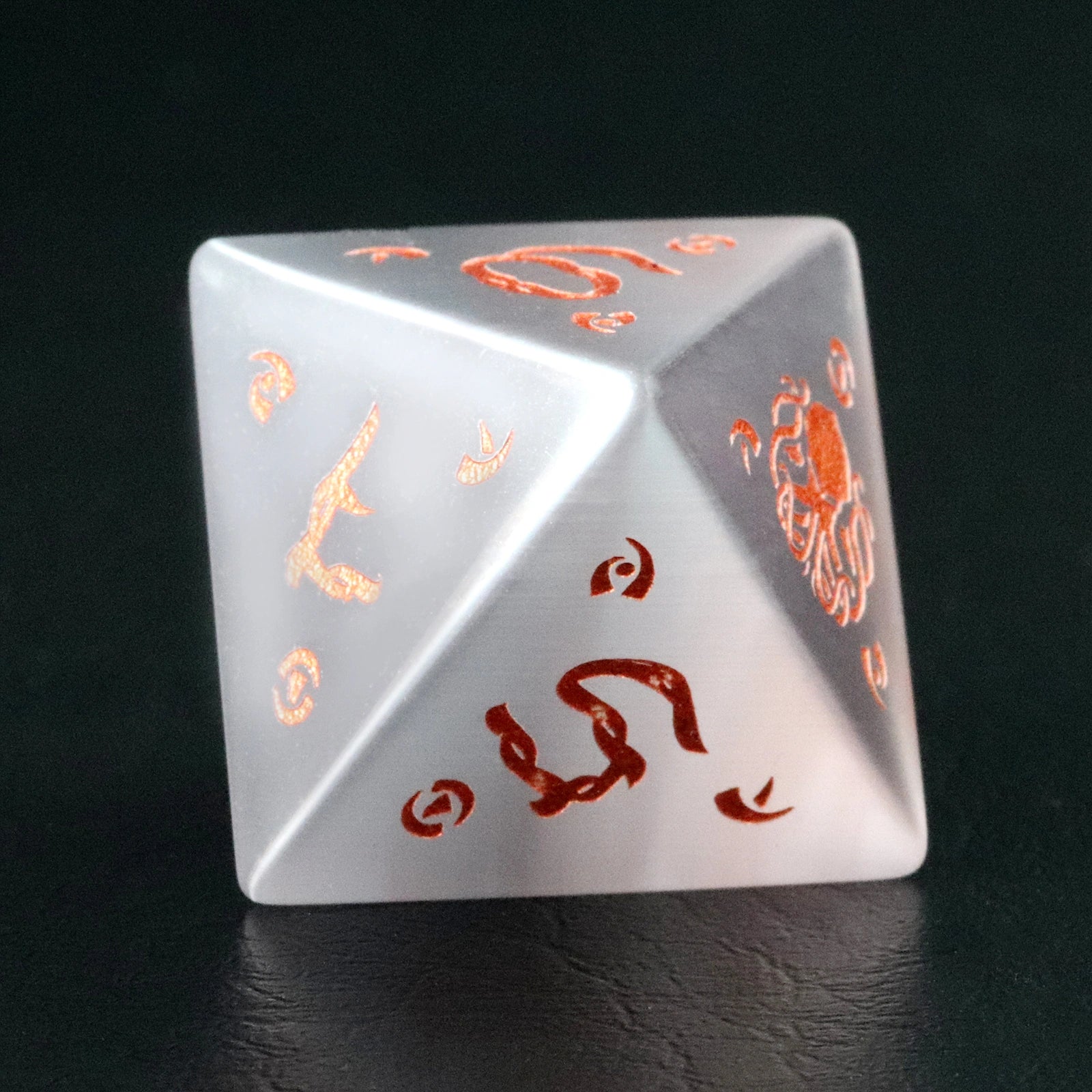Cthulhu Gray Cat's Eye Engraved Gemstone Dice Set - DragonStone