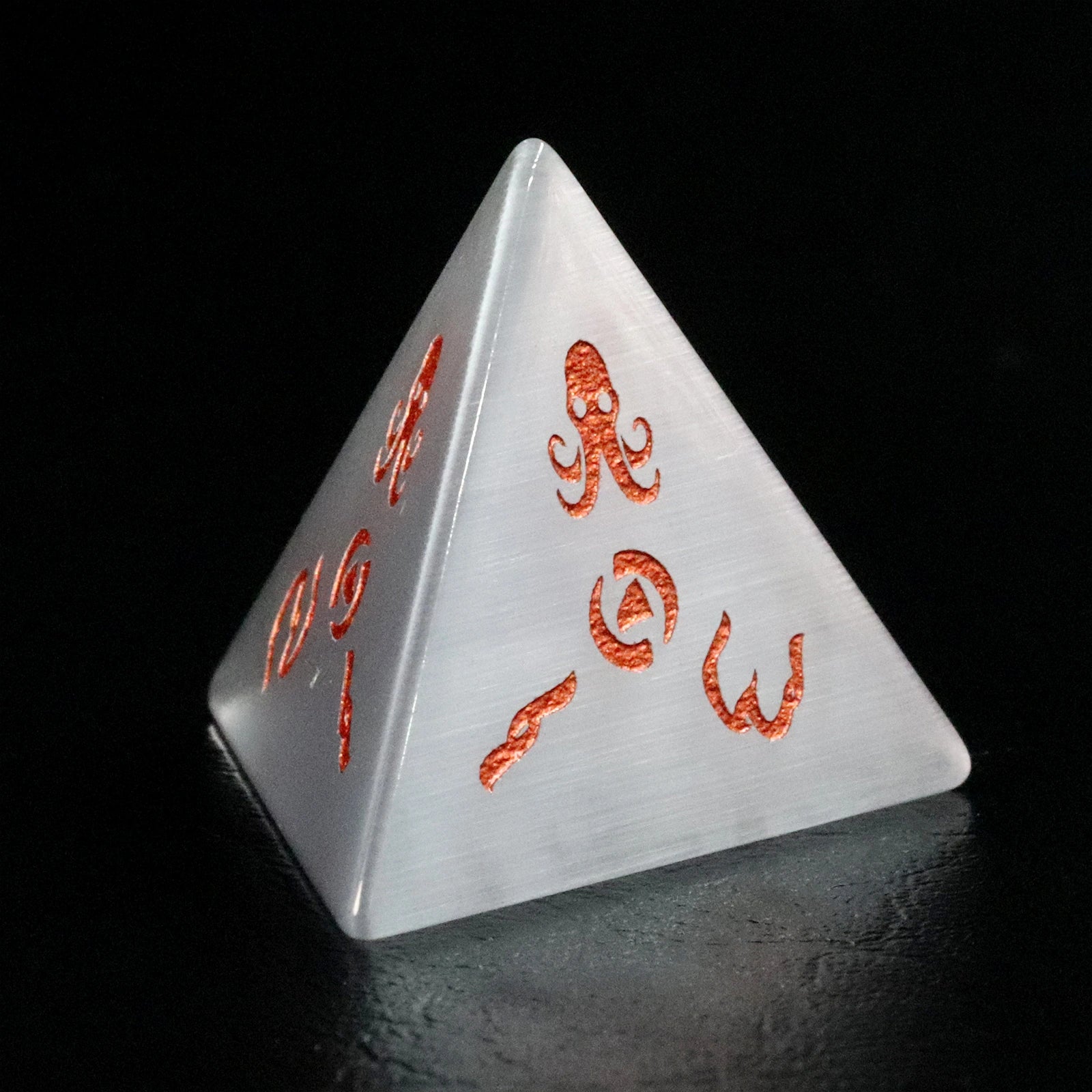Cthulhu Gray Cat's Eye Engraved Gemstone Dice Set - DragonStone