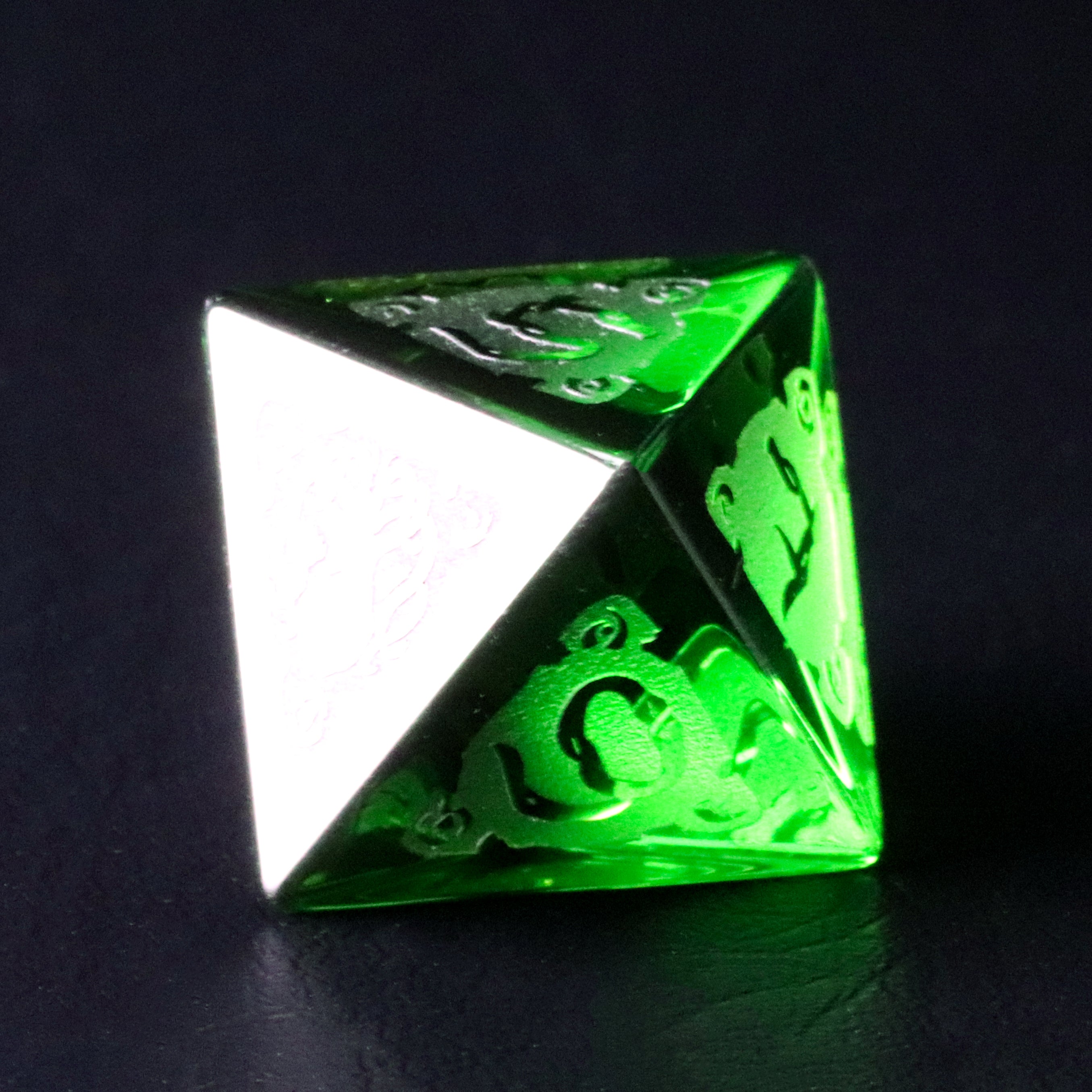 Cthulhu Peridot Engraved Gemstone Dice Set - DragonStone