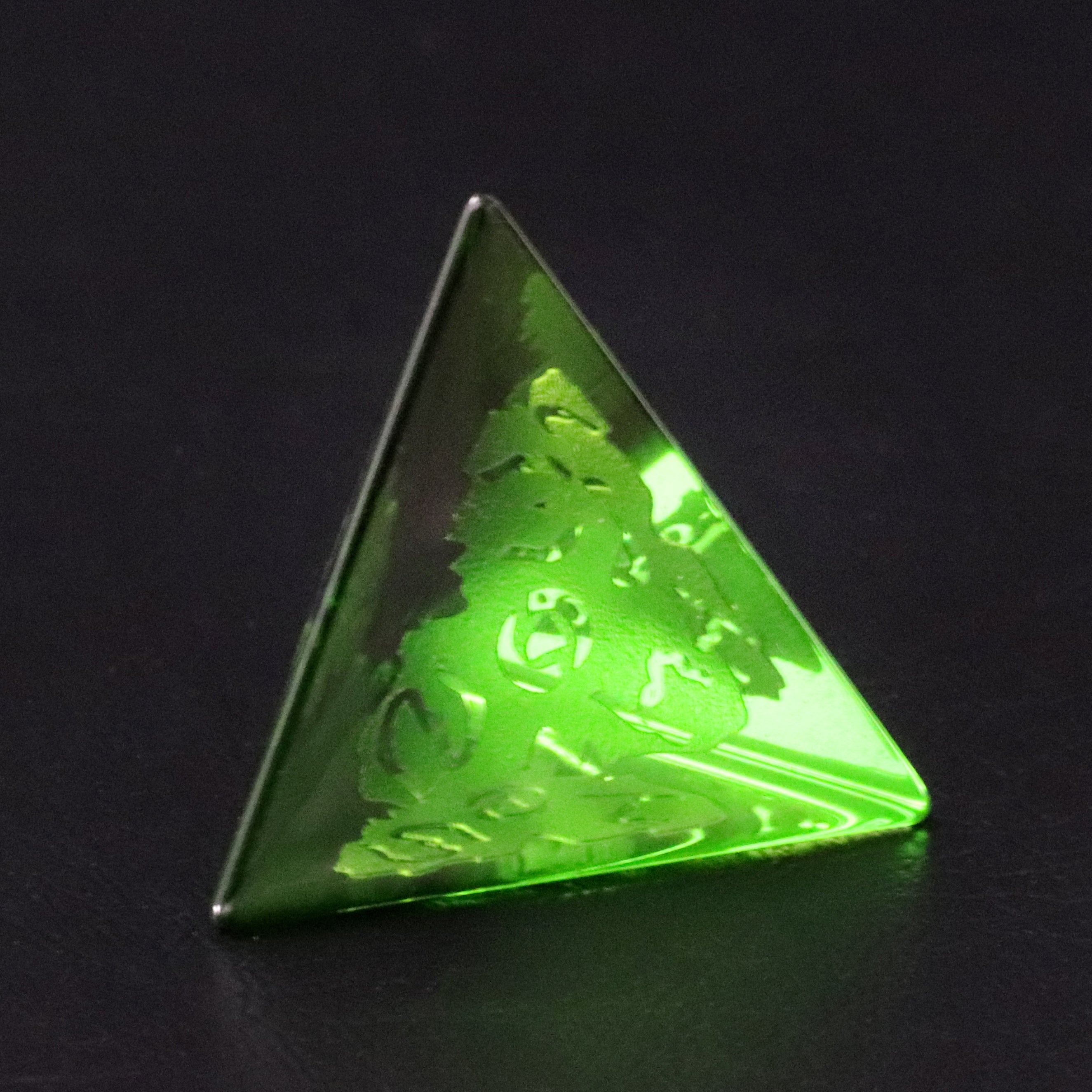 Cthulhu Peridot Engraved Gemstone Dice Set - DragonStone