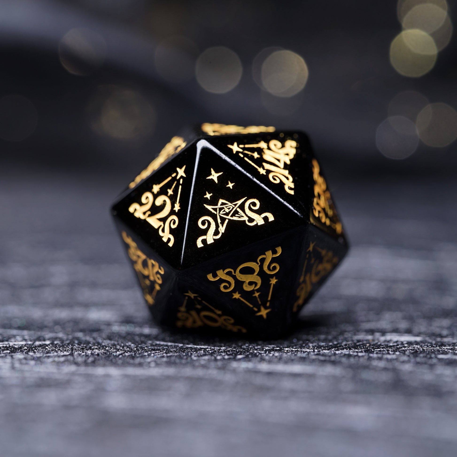 Cthulhu Tentacle Pattern Obsidian Engraved Gemstone Dice Set - DragonStone