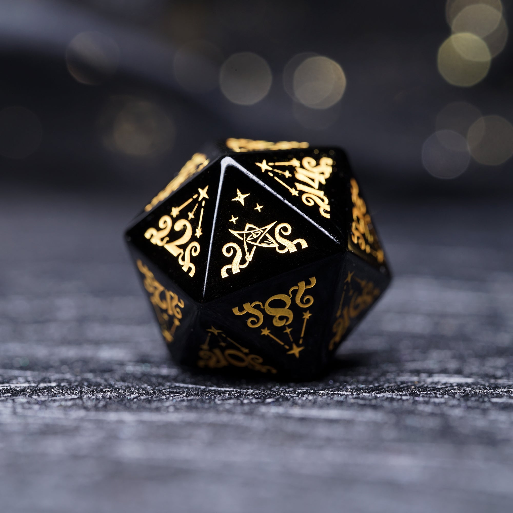 Cthulhu Tentacle Pattern Obsidian Engraved Gemstone Dice Set - DragonStone