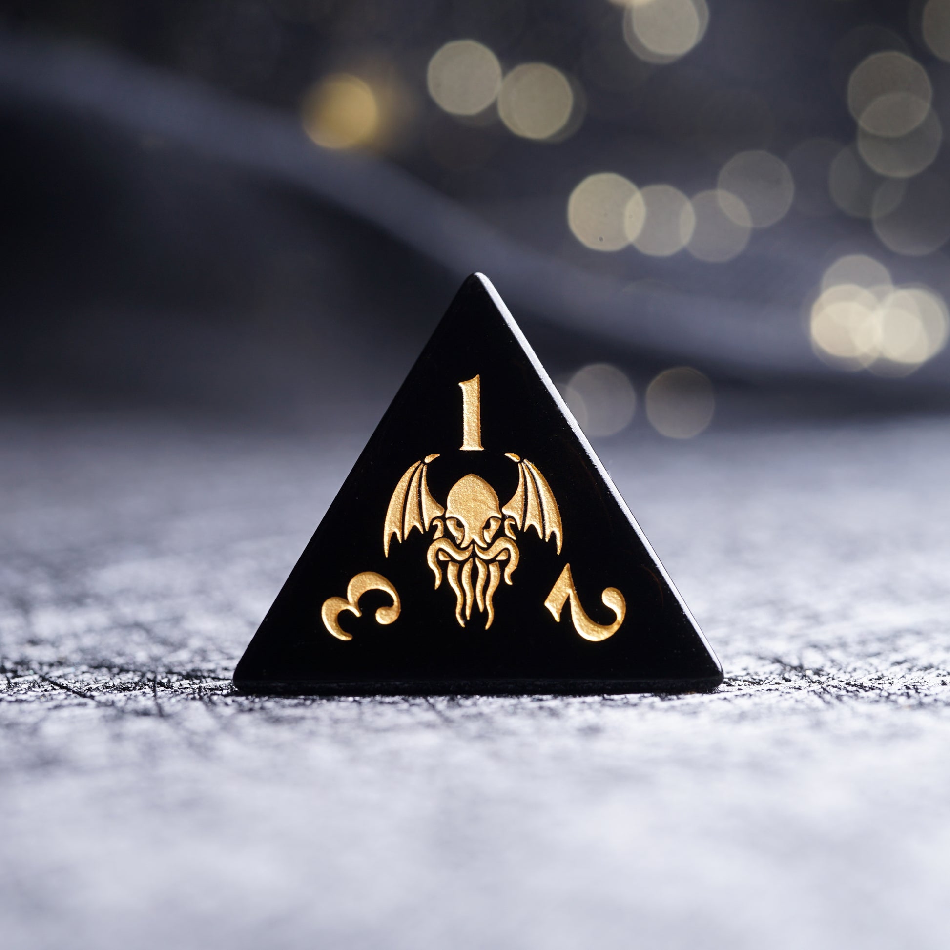 Cthulhu Tentacle Pattern Obsidian Engraved Gemstone Dice Set - DragonStone