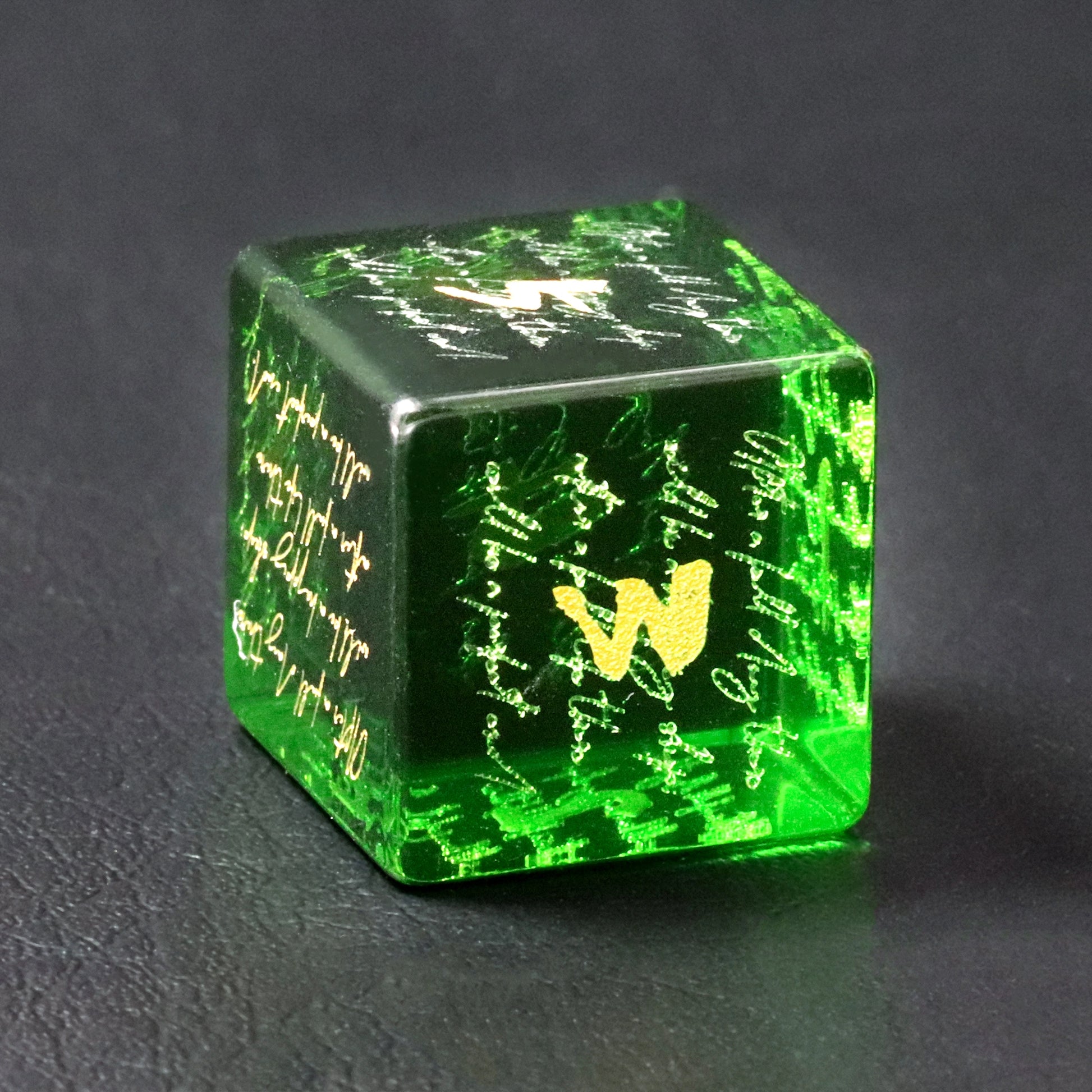 Da Vinci’s Book Green Zircon Engraved Gemstone Dice Set - DragonStone