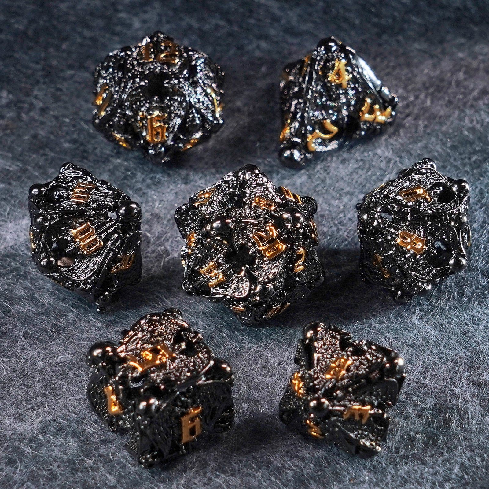 Deathwing Hollowed Black Metal Dice - DragonStone