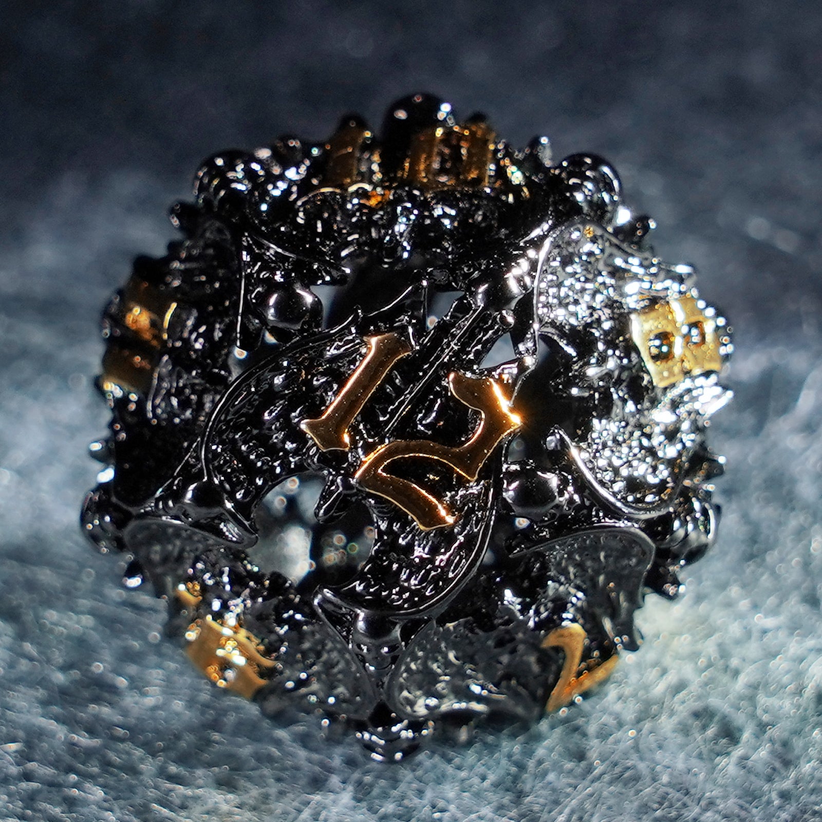 Deathwing Hollowed Black Metal Dice - DragonStone