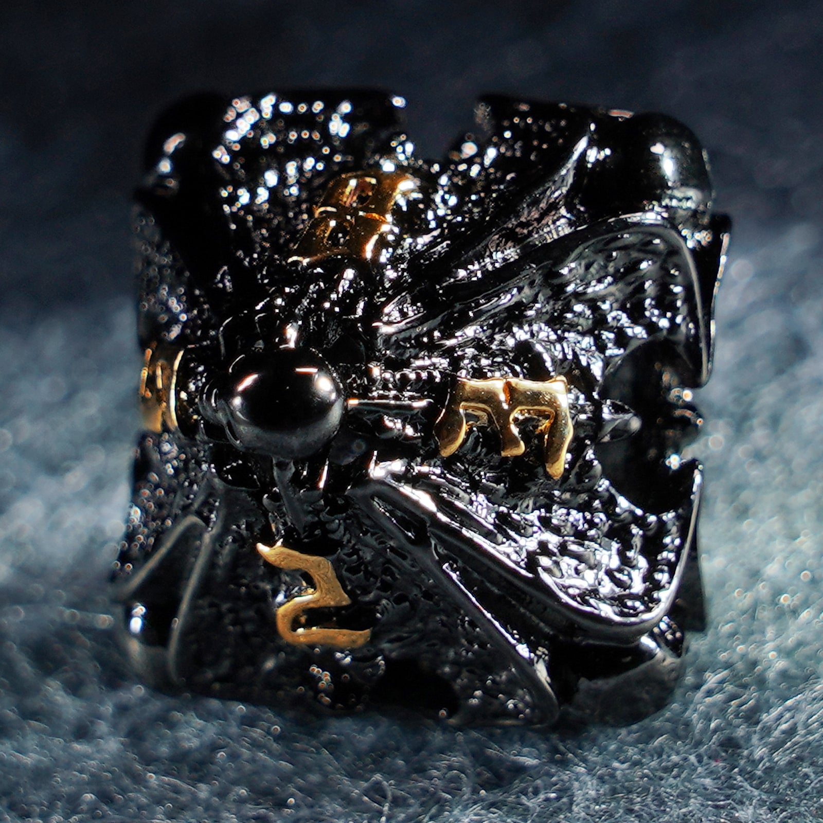 Deathwing Hollowed Black Metal Dice - DragonStone