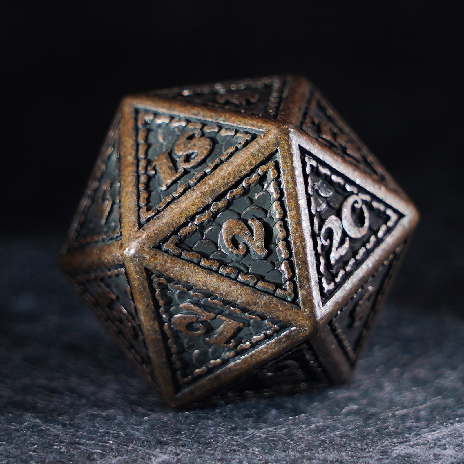 Dragon Scale Solid Aged Metal Dice Set - DragonStone