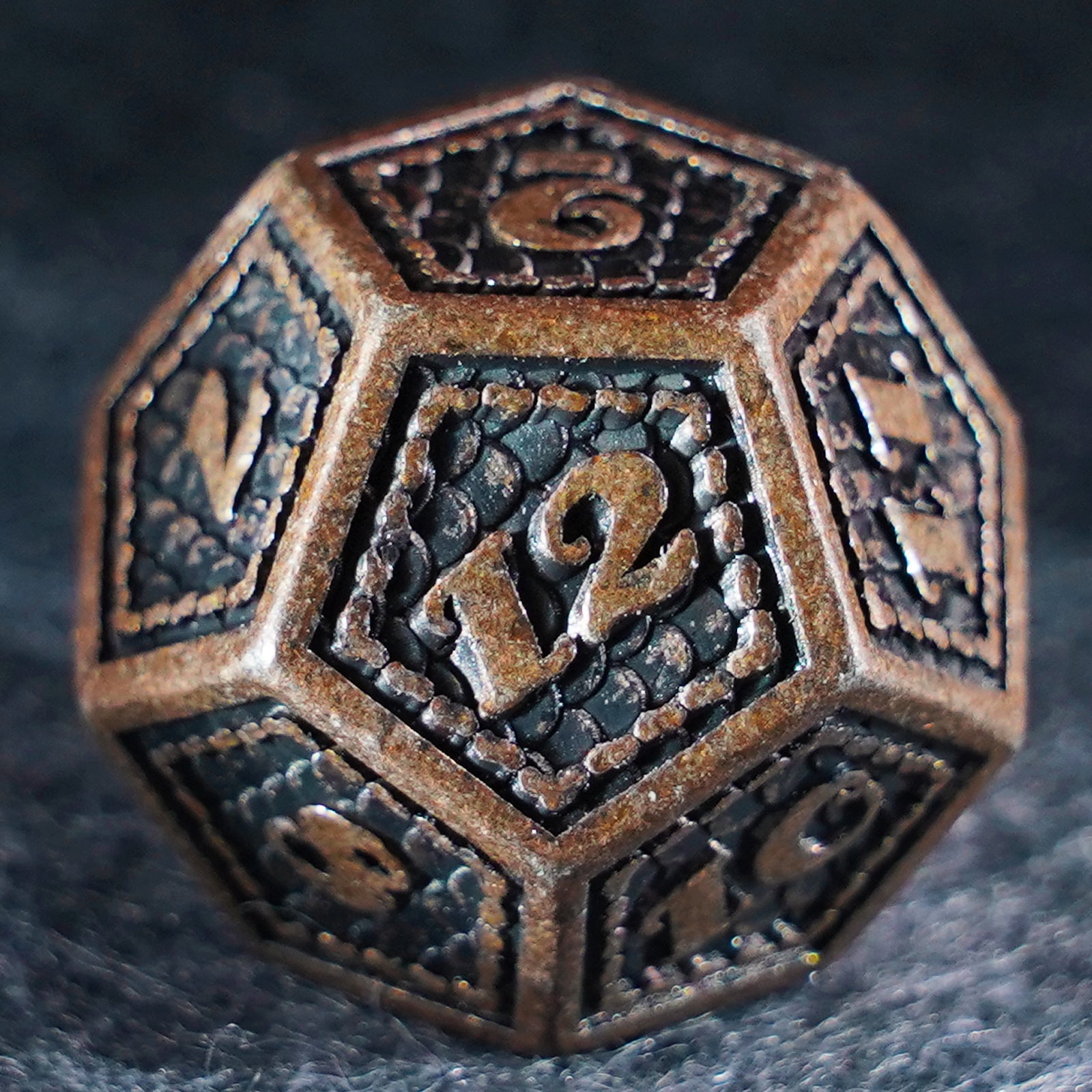 Dragon Scale Solid Aged Metal Dice Set - DragonStone