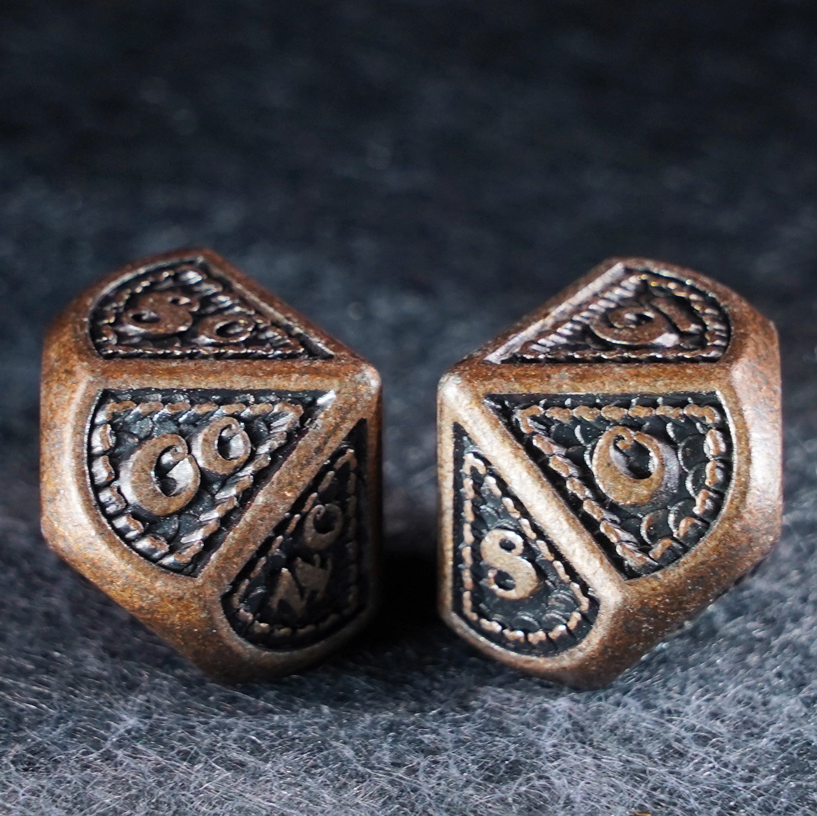 Dragon Scale Solid Aged Metal Dice Set - DragonStone