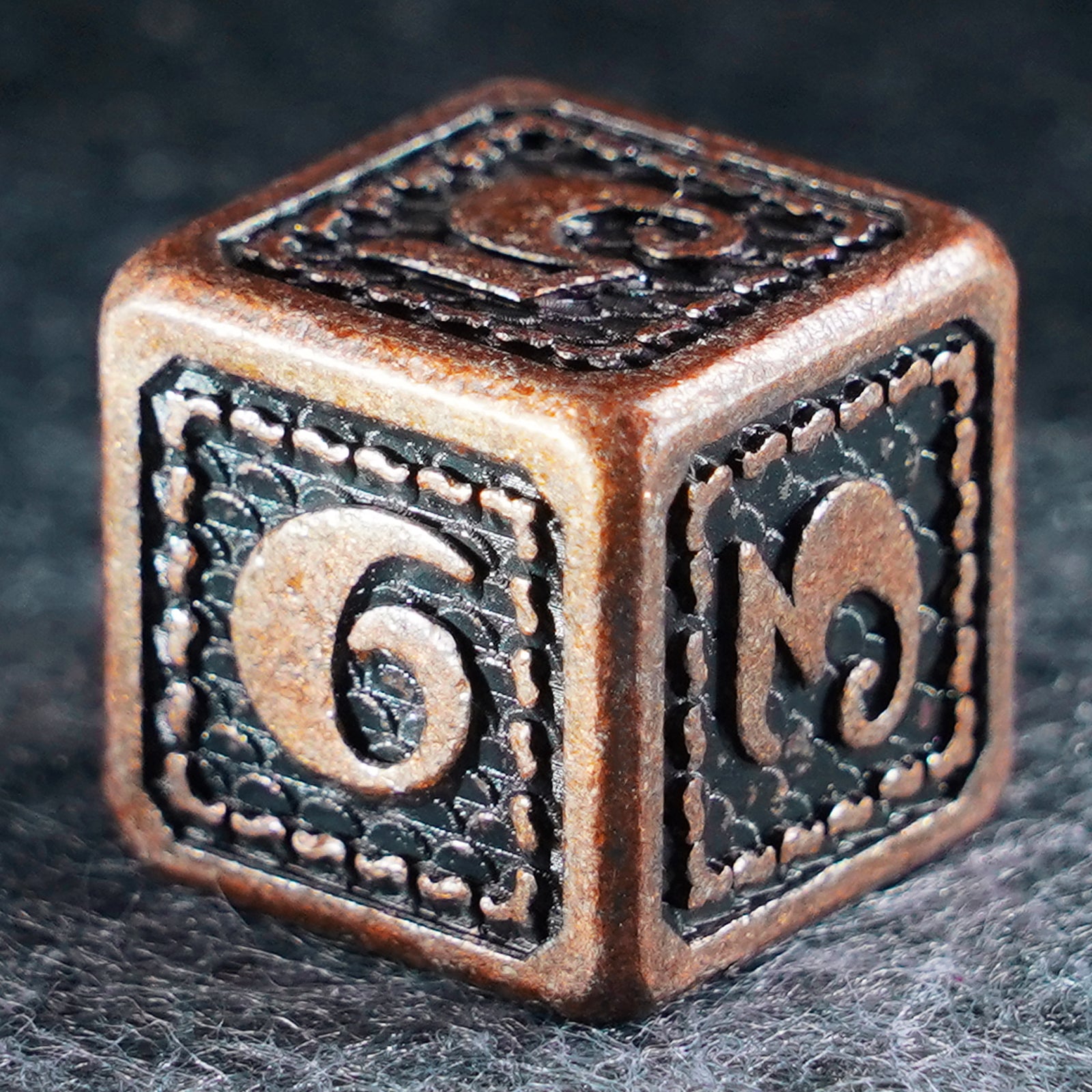 Dragon Scale Solid Aged Metal Dice Set - DragonStone