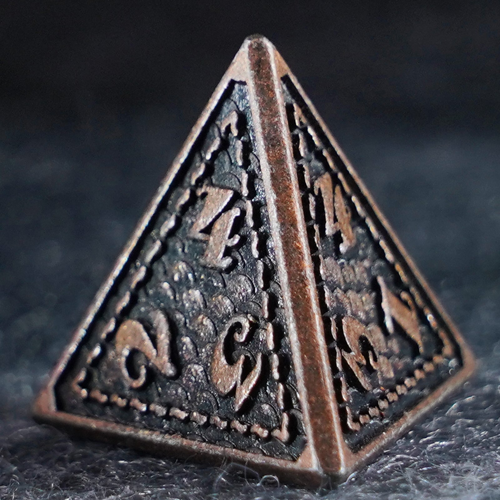 Dragon Scale Solid Aged Metal Dice Set - DragonStone