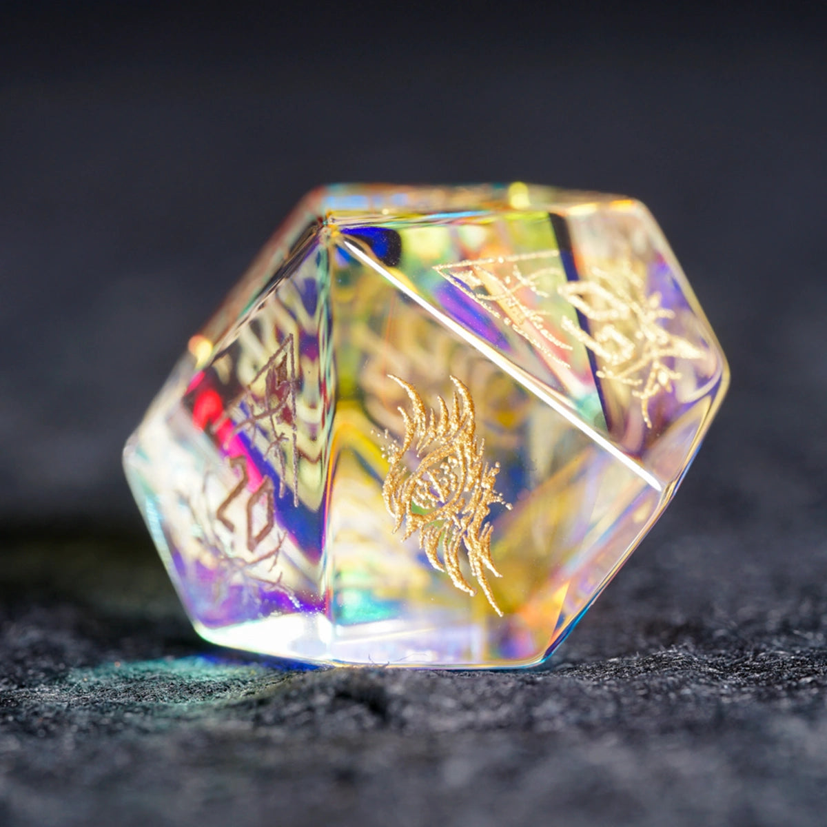 Dragon Seal K9 Glass Engraved Dice Set - DragonStone
