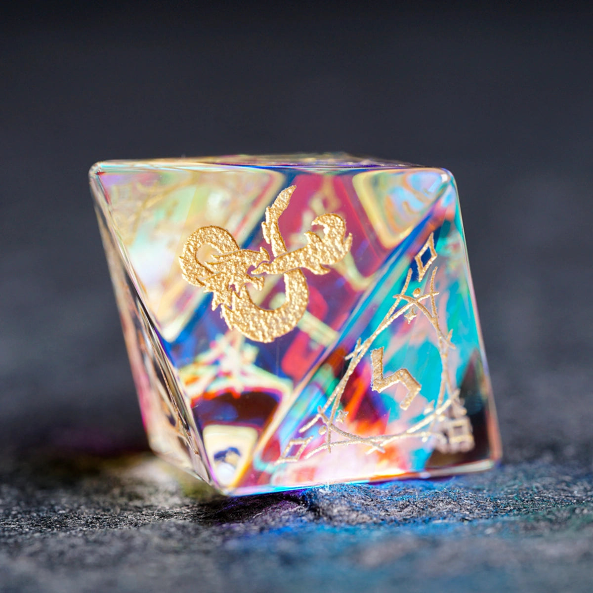 Dragon Seal K9 Glass Engraved Dice Set - DragonStone
