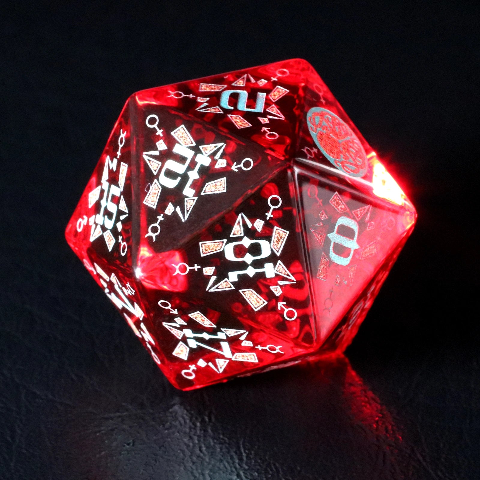 Dreamscape Red Zircon Engraved Gemstone Dice Set - DragonStone