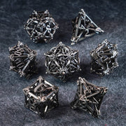 Floral Wings Hollowed Silver Metal Dice Set - DragonStone