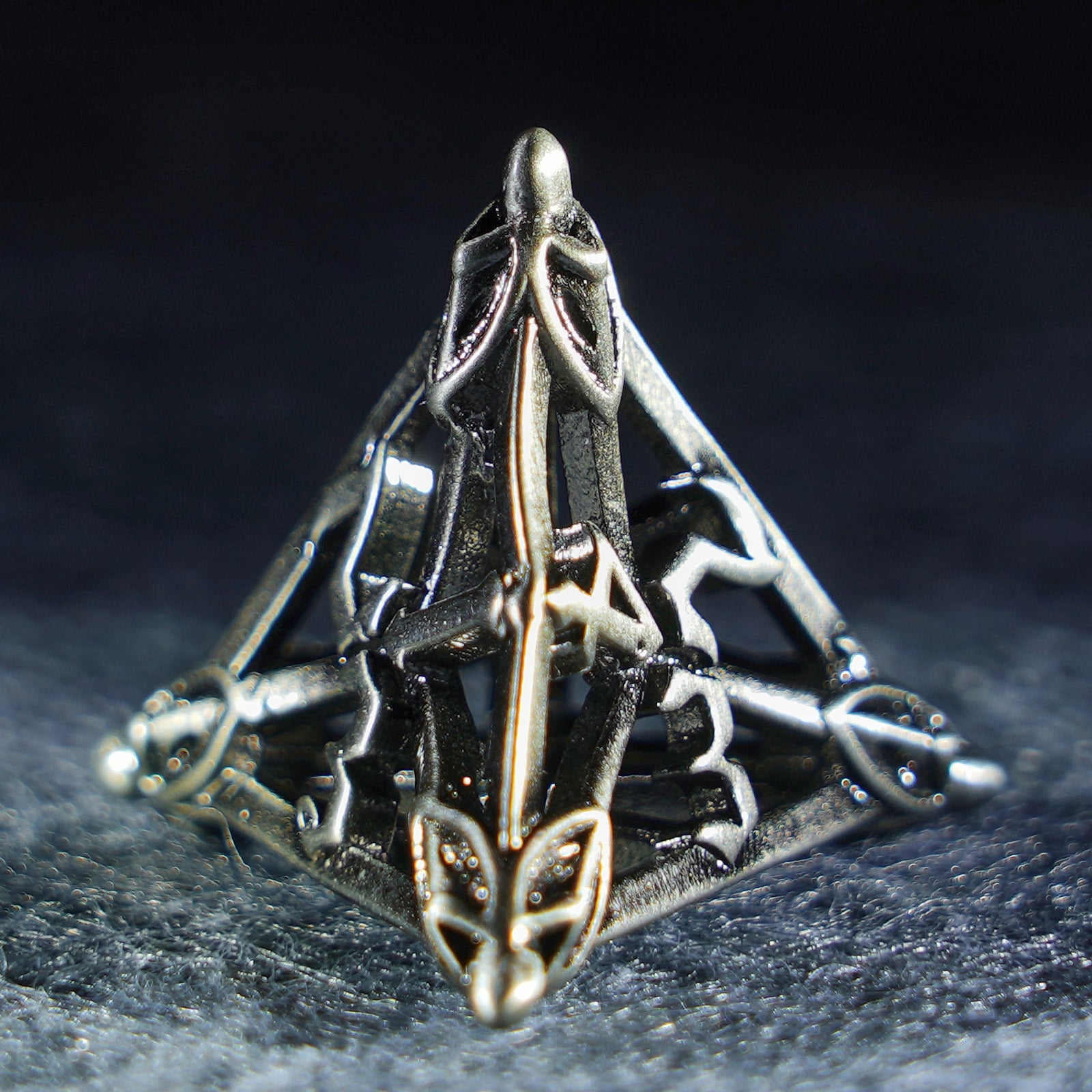 Floral Wings Hollowed Silver Metal Dice Set - DragonStone