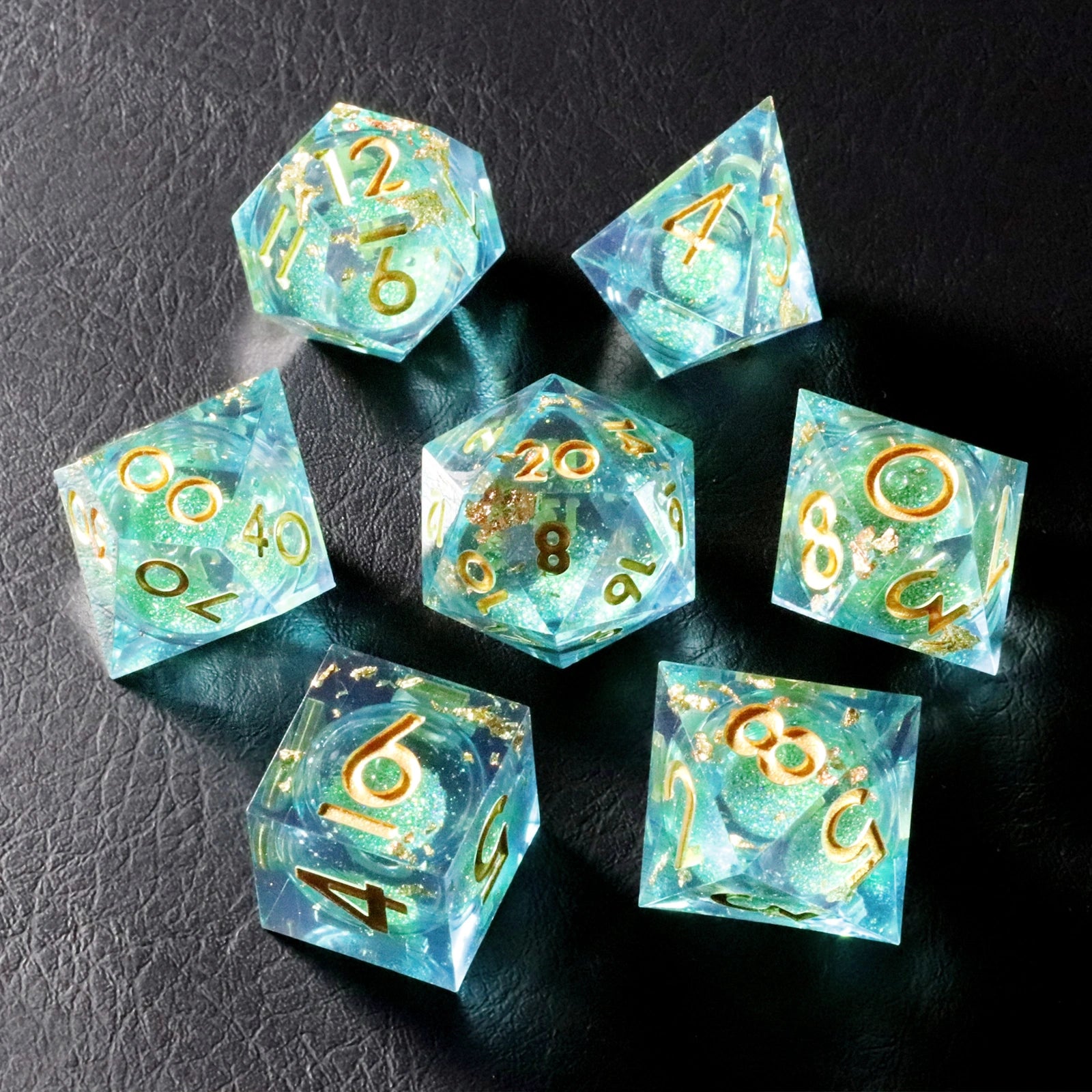 Golden Sands Green Years Resin Dice Set - DragonStone