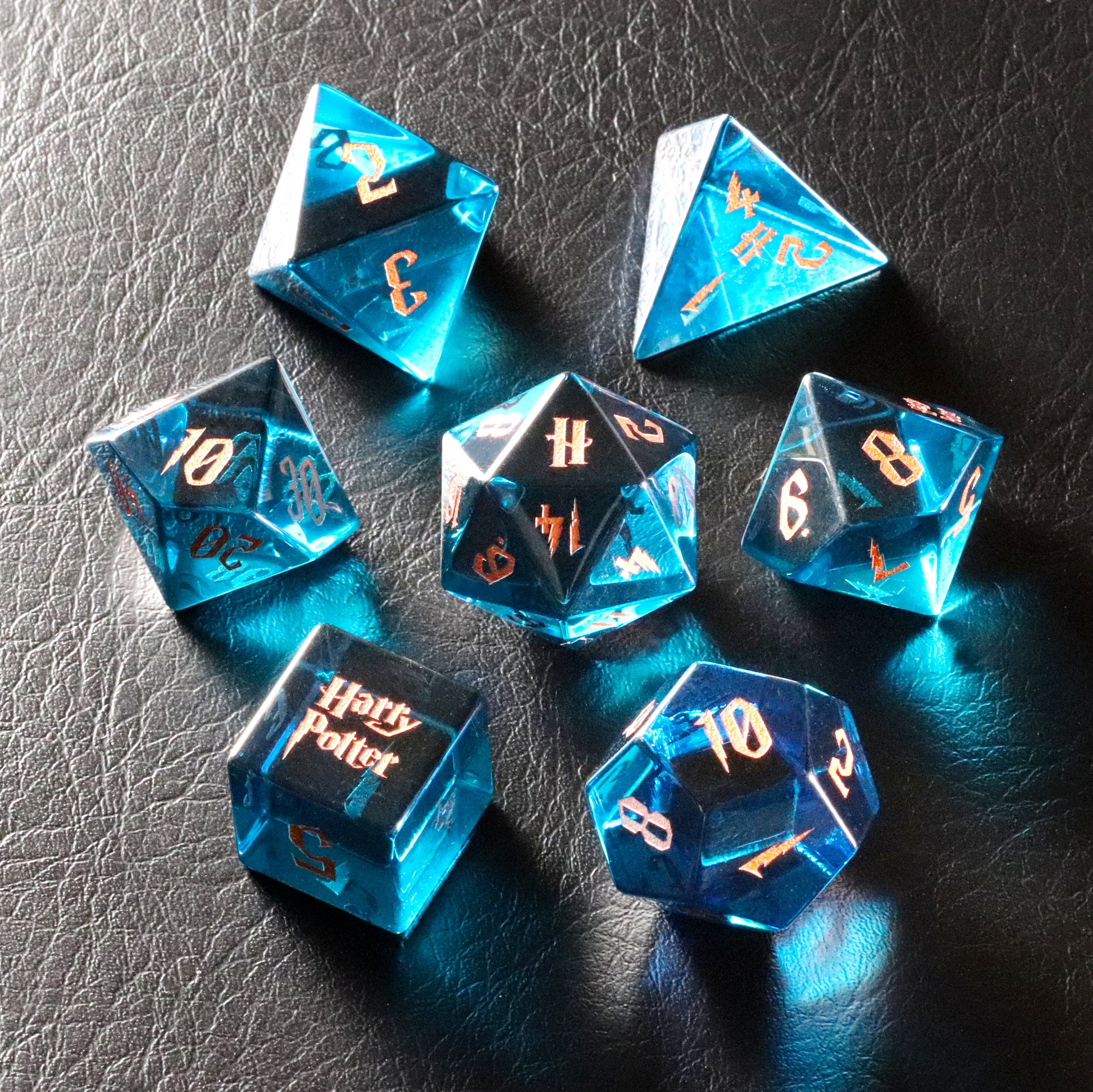 Harry Potter Blue Zircon Engraved Gemstone Dice Set (Limited edition) - DragonStone