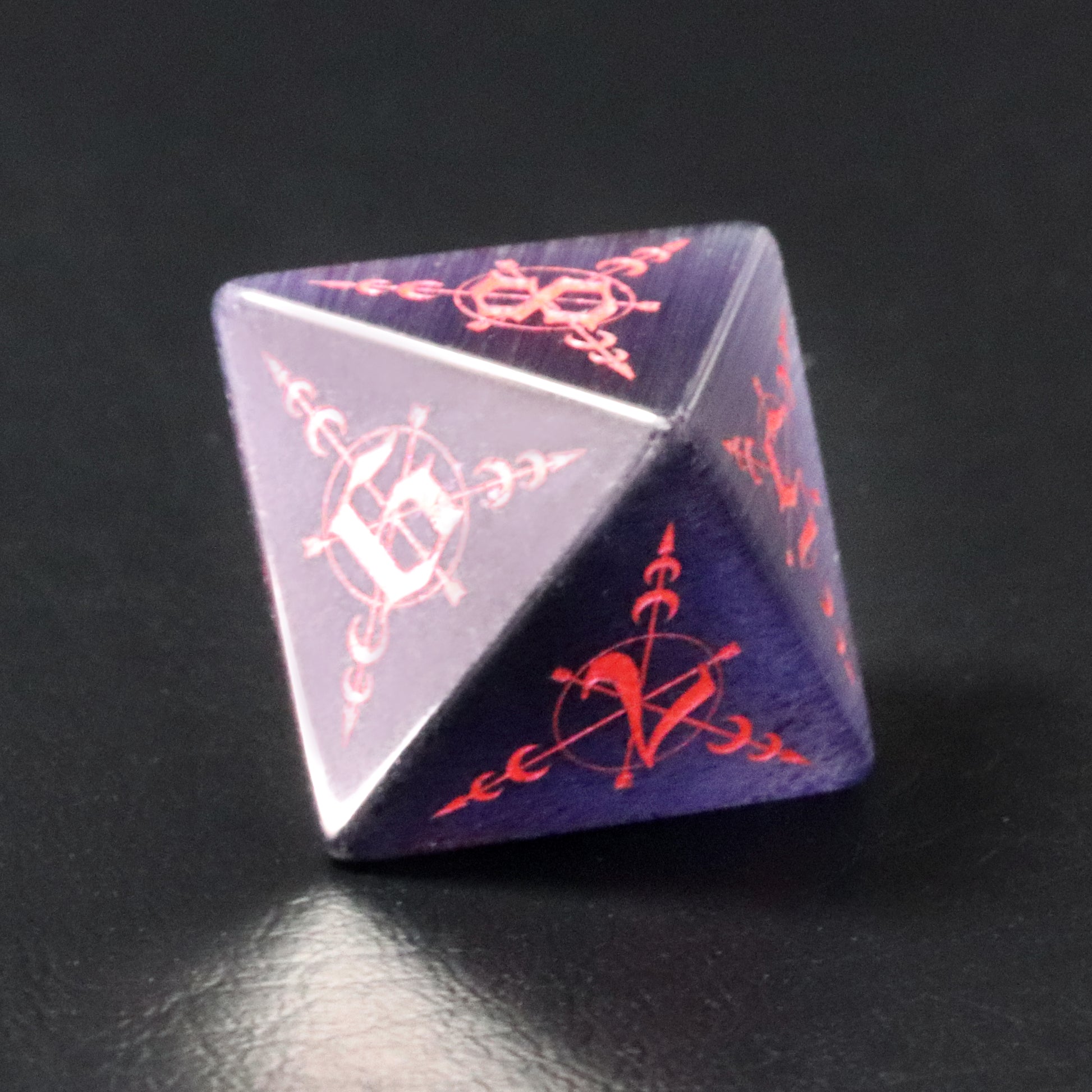 Moon Magic Cat's Eye Engraved Gemstone Dice Set - DragonStone